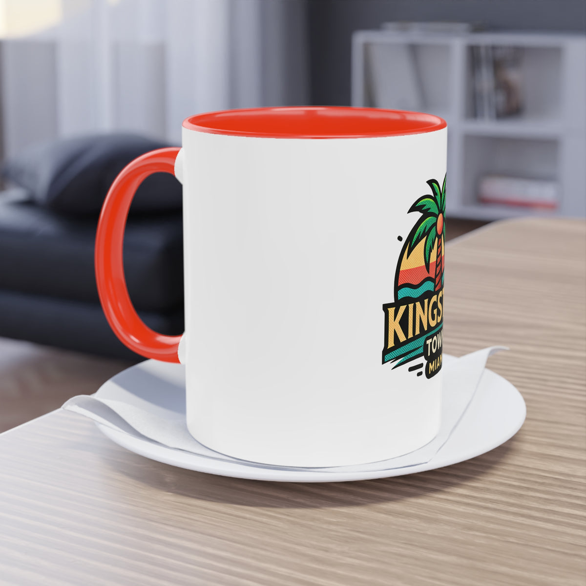 Kingston Town Miami Coffee Mug — Retro Palm Tree Two-Tone 11oz