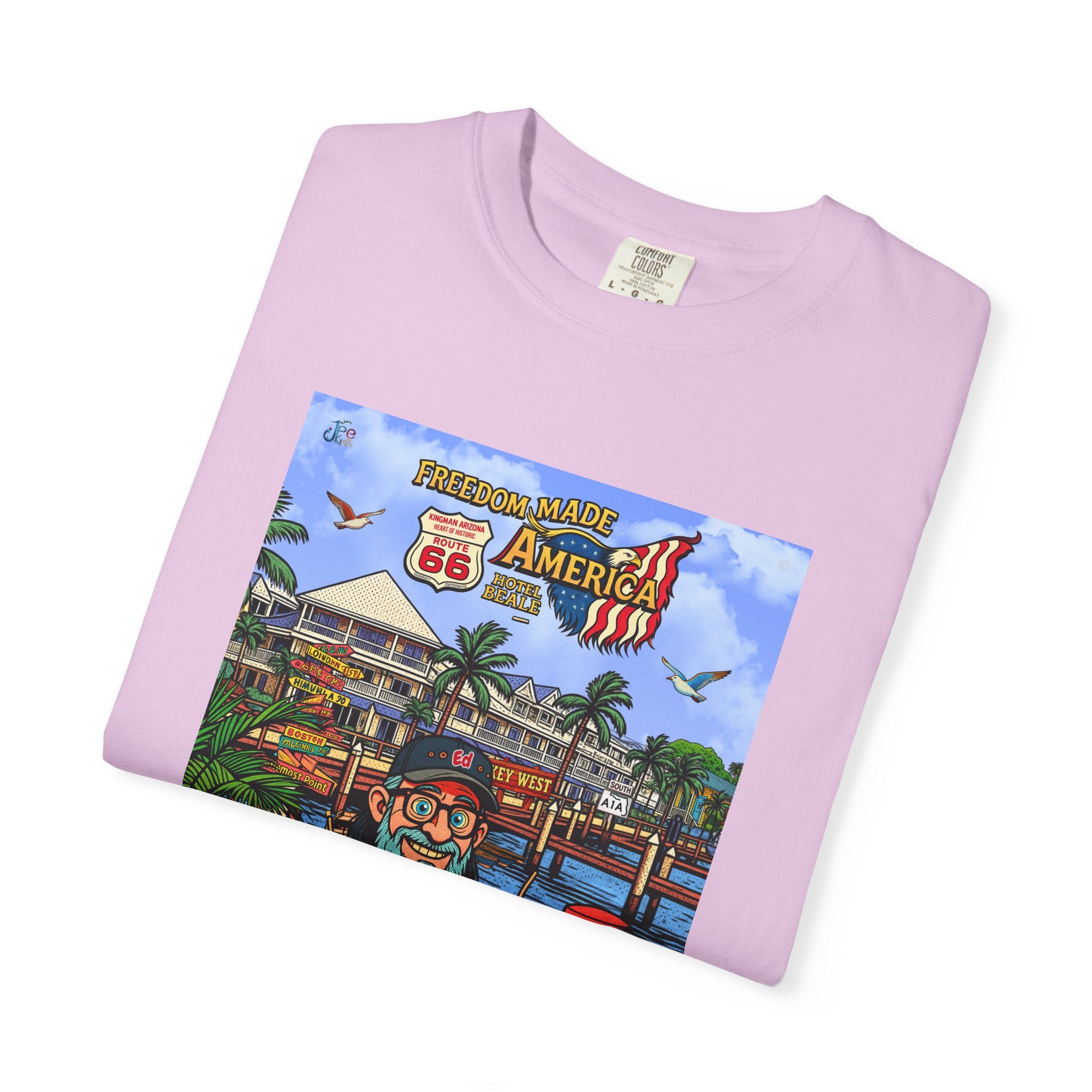 Route 66 Key West T-Shirt | Retro Roadtrip Art, Freedom made America Shirt