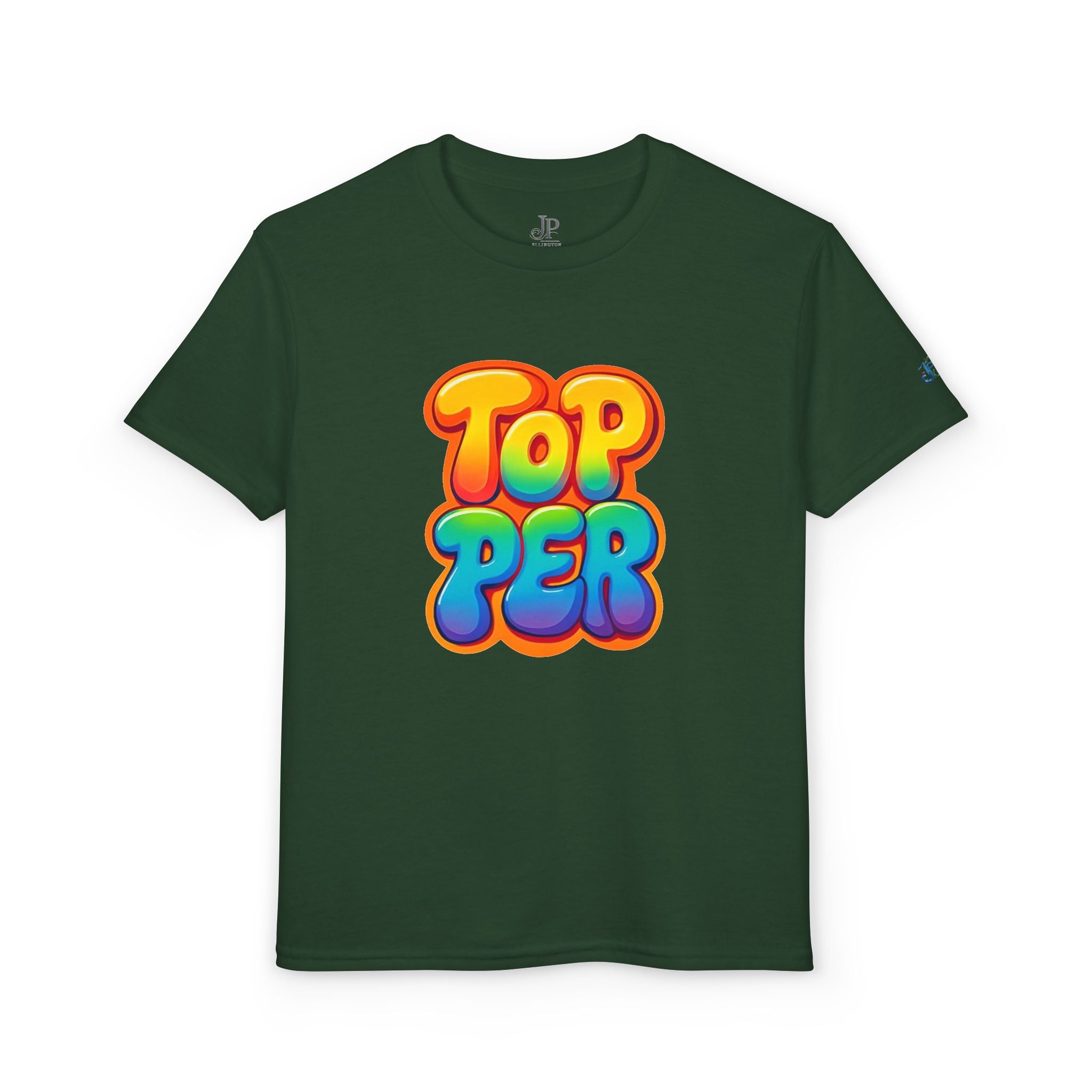 Topper Bubble Letters T-Shirt | Buntes Grafik-T-Shirt für Kinder, JPE Kids Edition