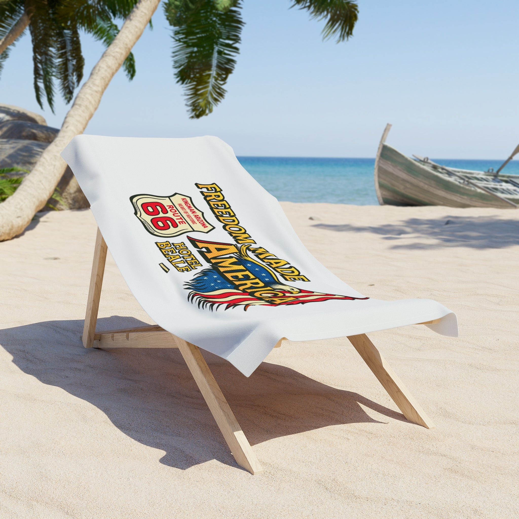 Freedom Made America Beach Towel | Route 66 Americana