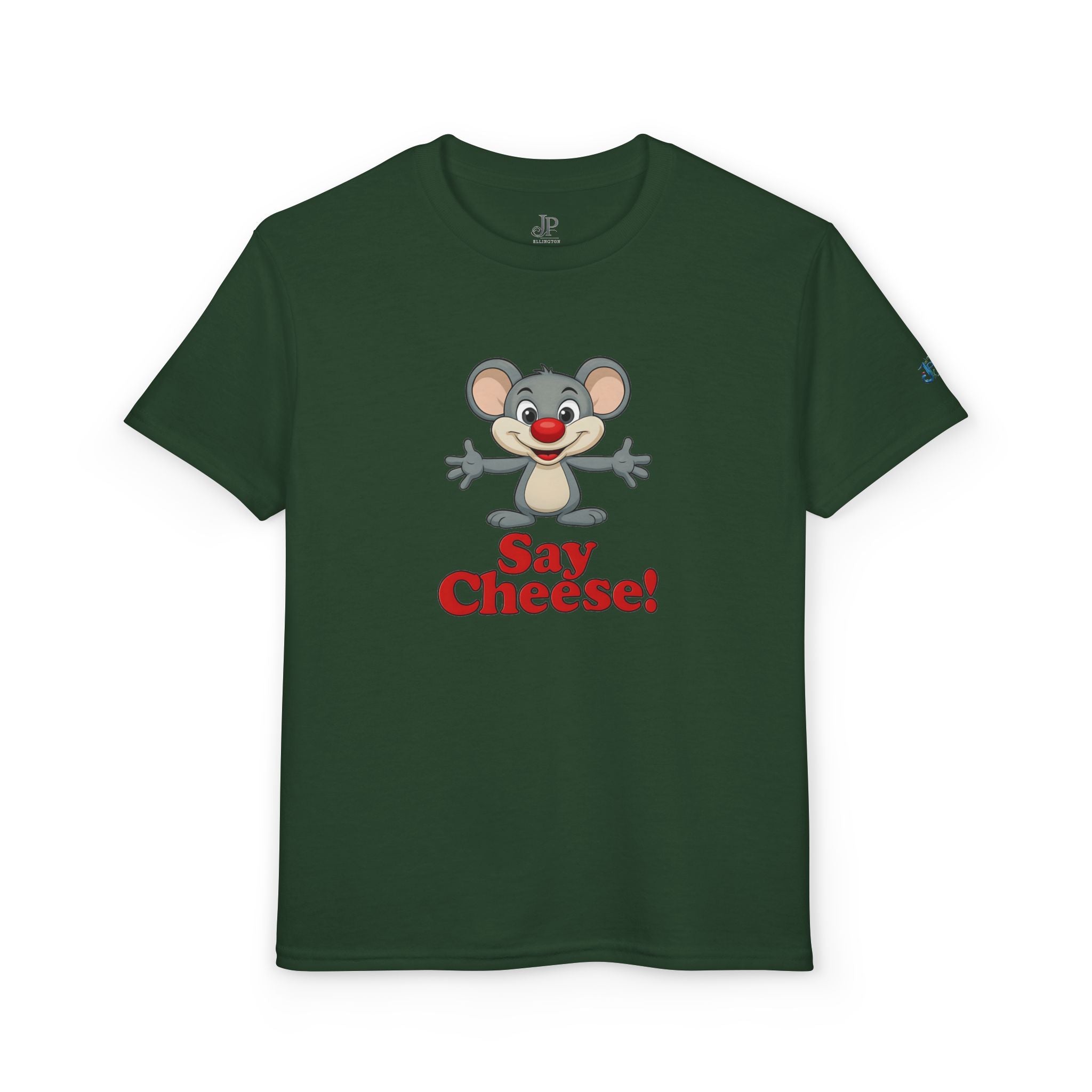 Süßes Cartoon-Maus „Say Cheese“ T-Shirt | Kinder Foto T-Shirt JPE Kids Edition