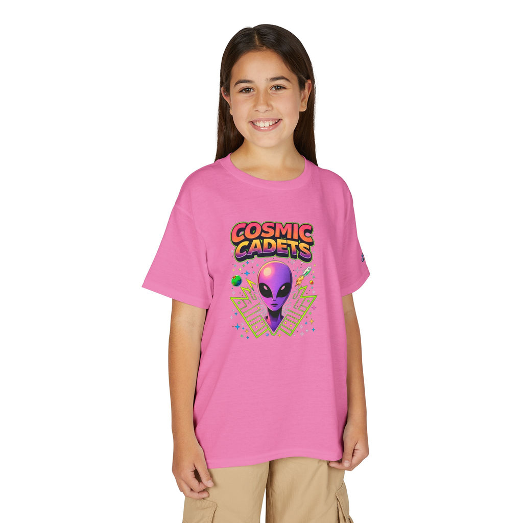 Cosmic Cadets alien head Youth T-Shirt | retro space, neon sci-fi, JPE Kids