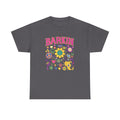 Barkin retro floral dog design T-Shirt | 70s cartoon flowers peace signs, JP Ellington Edition