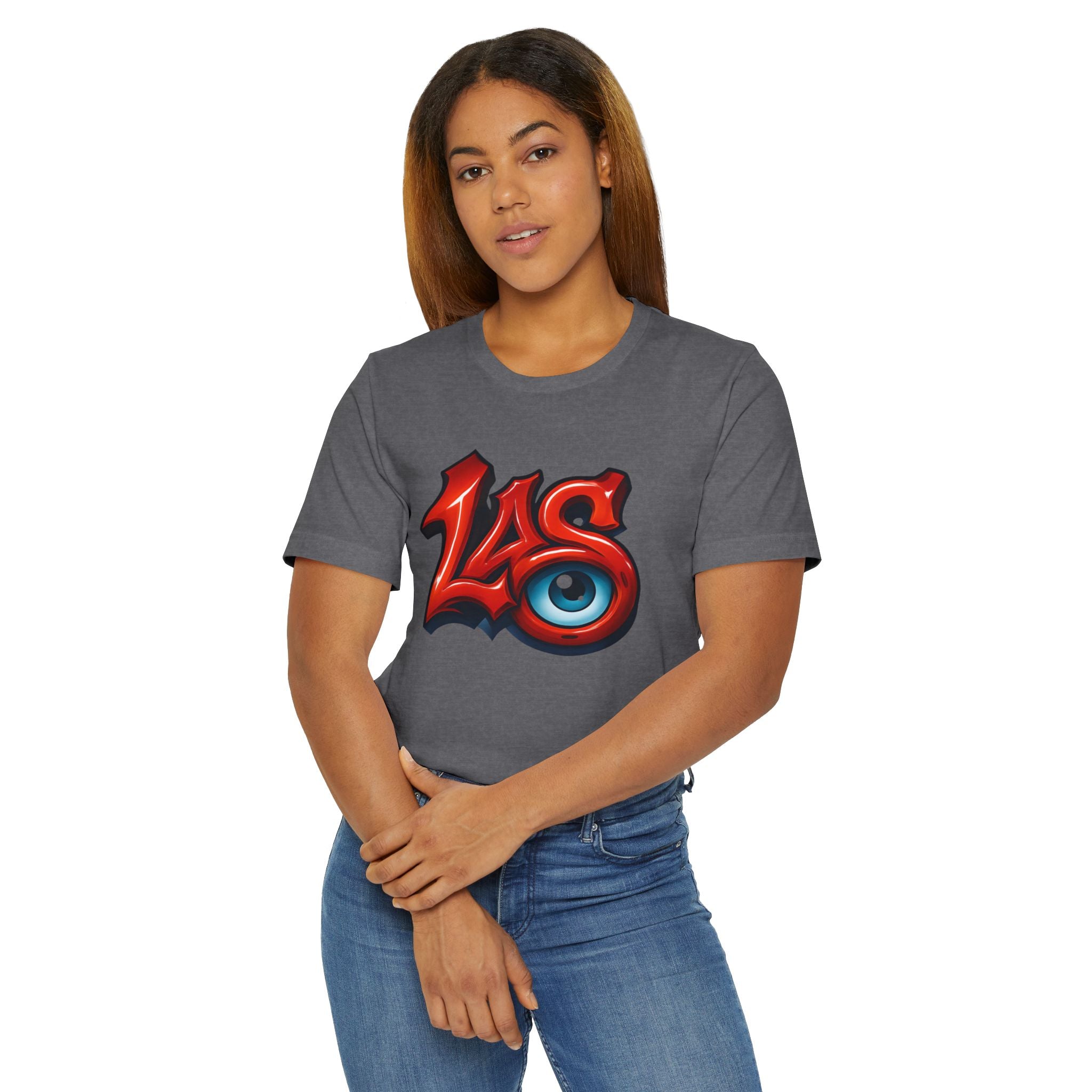 LAS Eyeball Graffiti T-Shirt | Street Art Logo, Red & Blue Graphic, JPE Ellington Edition