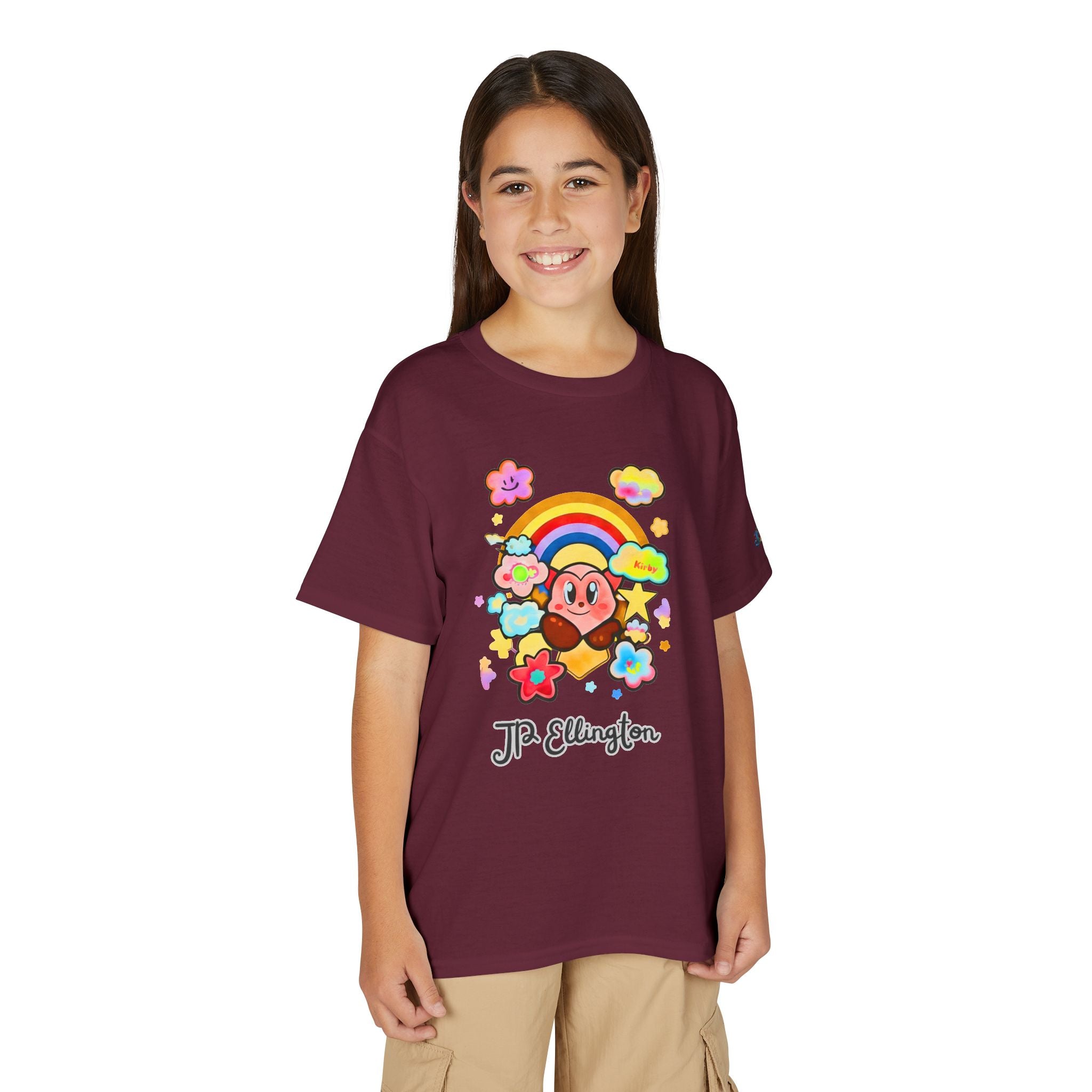 Cute Heart Character Rainbow Clouds T-Shirt | Kids JP Ellington