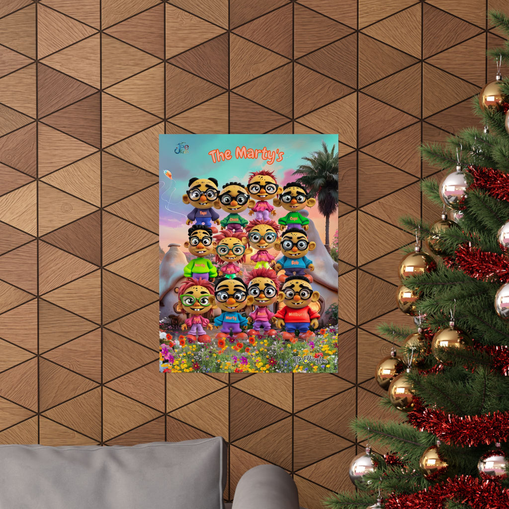 The Martys Cartoon Family Portrait Matte Vertical Poster | Custom Family Name