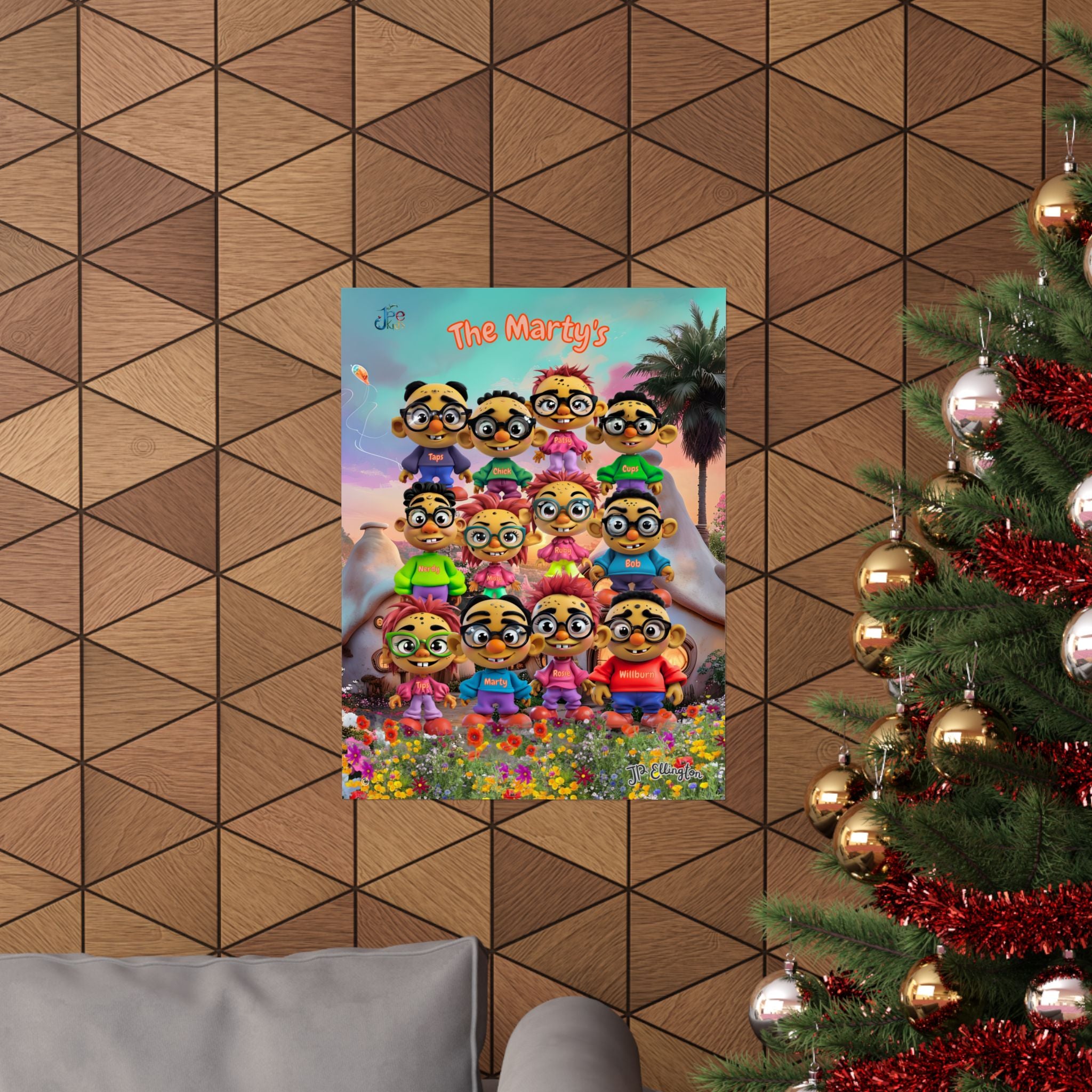 The Martys Cartoon Family Portrait Matte Vertical Poster | Custom Family Name