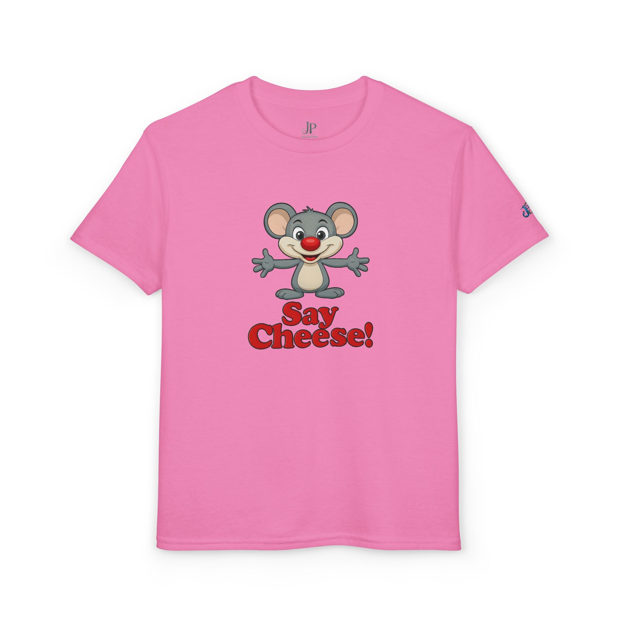Süßes Cartoon-Maus „Say Cheese“ T-Shirt | Kinder Foto T-Shirt JPE Kids Edition