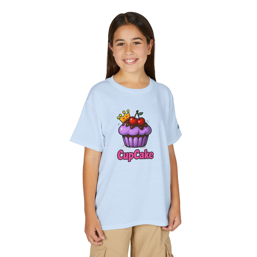 Crowned Cherry Cupcake Youth T-Shirt | Cute Dessert Graphic, JPEm Kids Edition