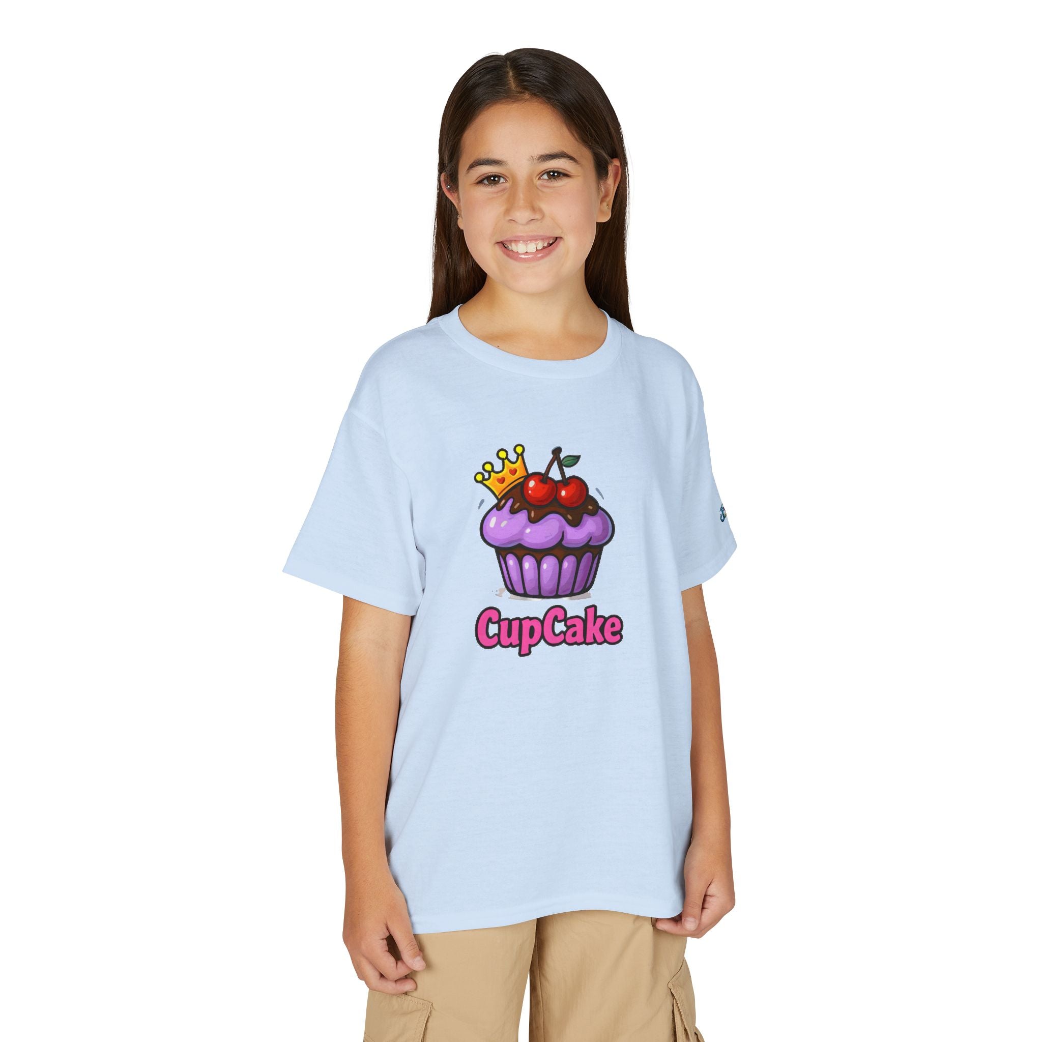 Crowned Cherry Cupcake Youth T-Shirt | Cute Dessert Graphic, JPEm Kids Edition