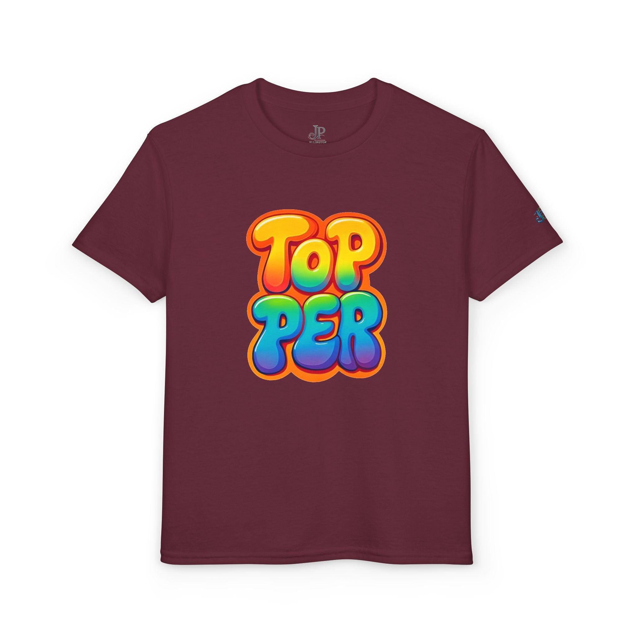 Topper Bubble Letters T-Shirt | Buntes Grafik-T-Shirt für Kinder, JPE Kids Edition