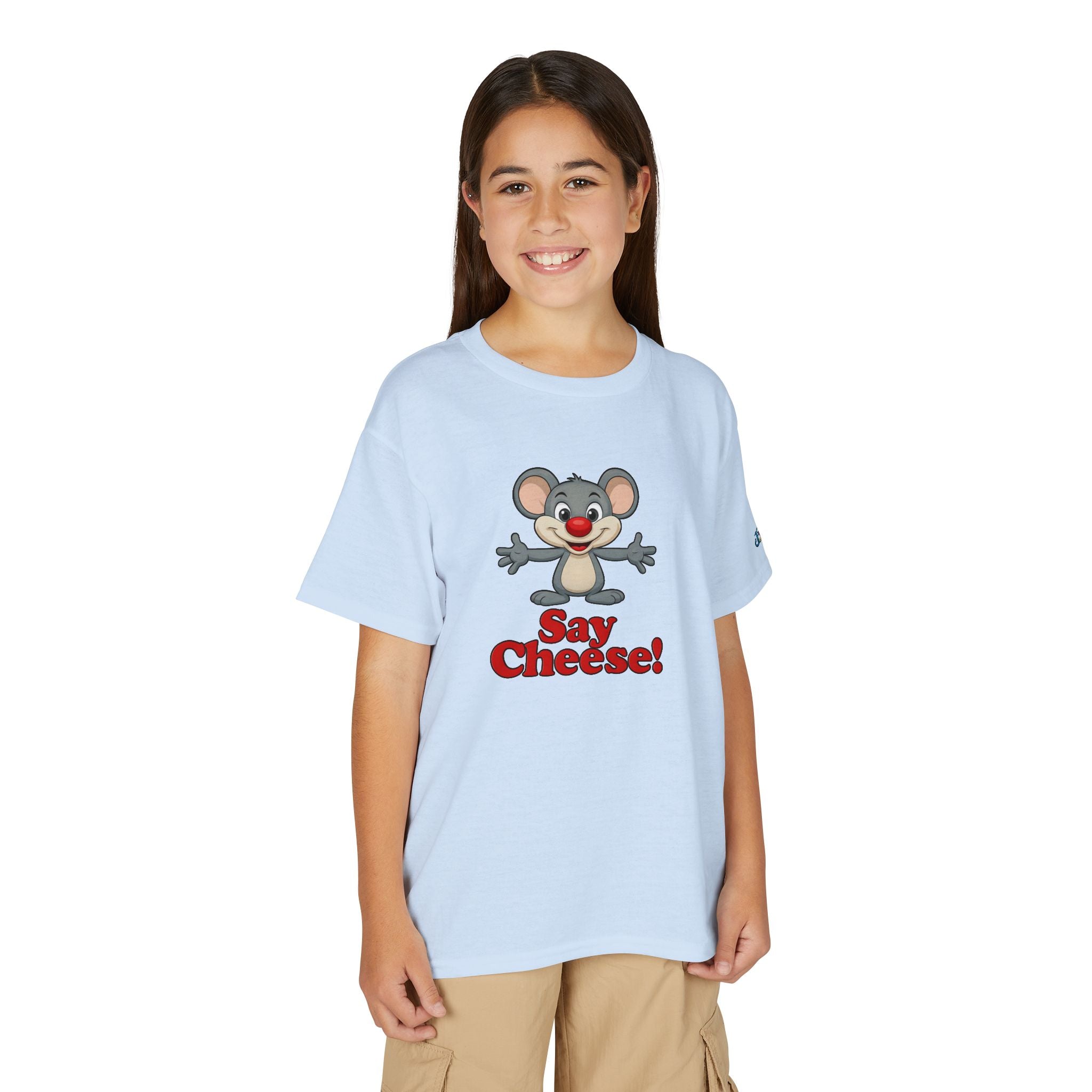 Cute Cartoon Mouse Say Cheese T-Shirt | Kids photo tee JPE Kids Edition