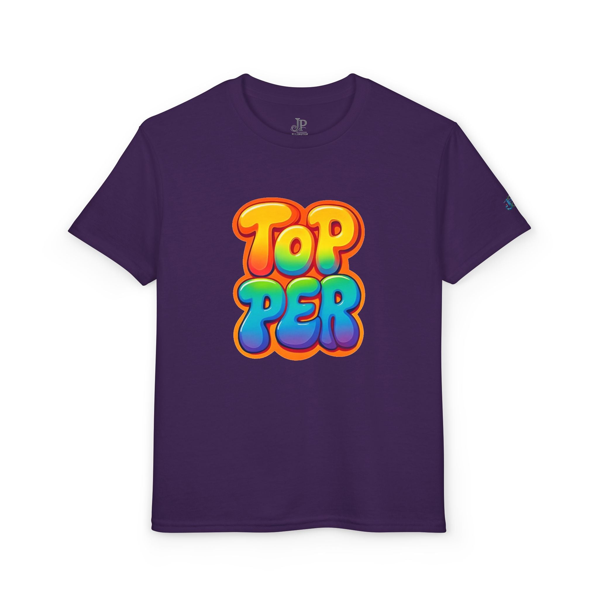Topper Bubble Letters T-Shirt | Buntes Grafik-T-Shirt für Kinder, JPE Kids Edition