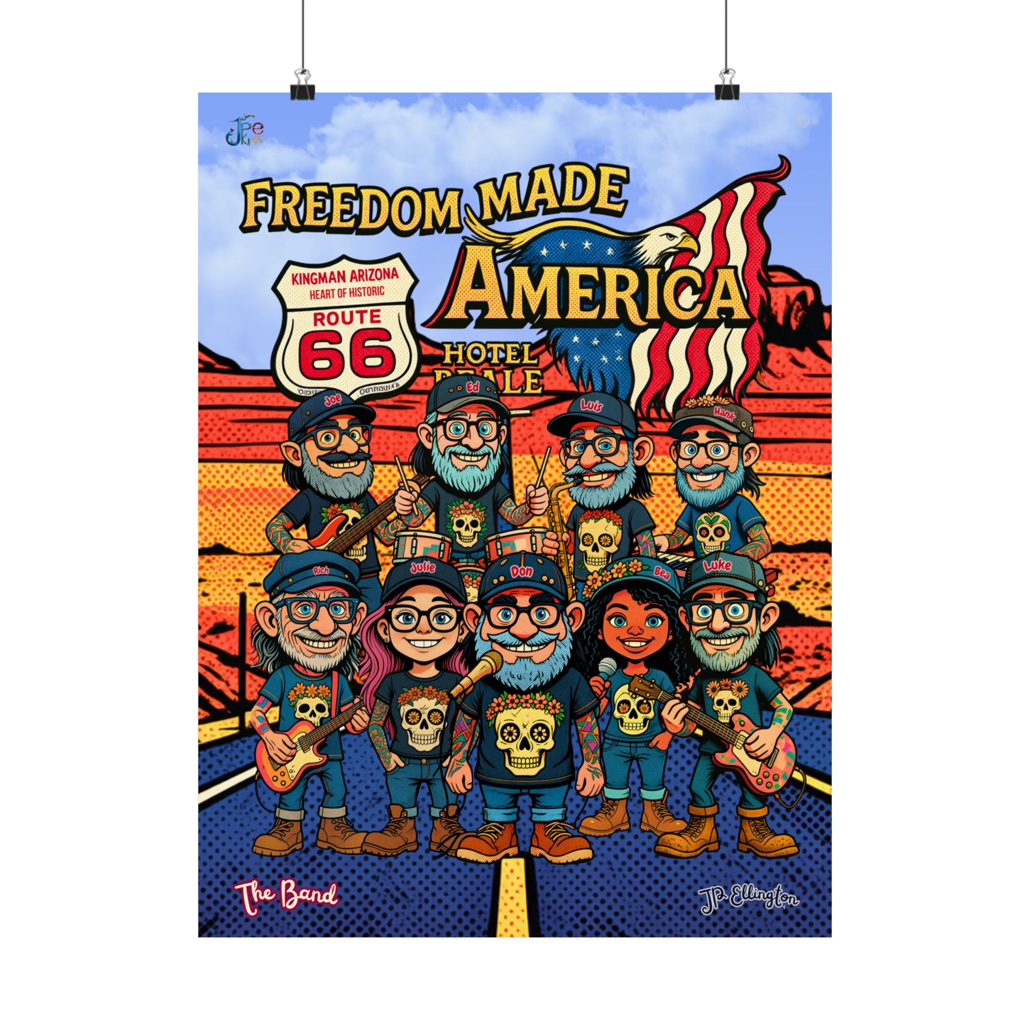 Freedom Made America Route 66 Band-Poster | Mattes vertikales Poster, Utah-Poster