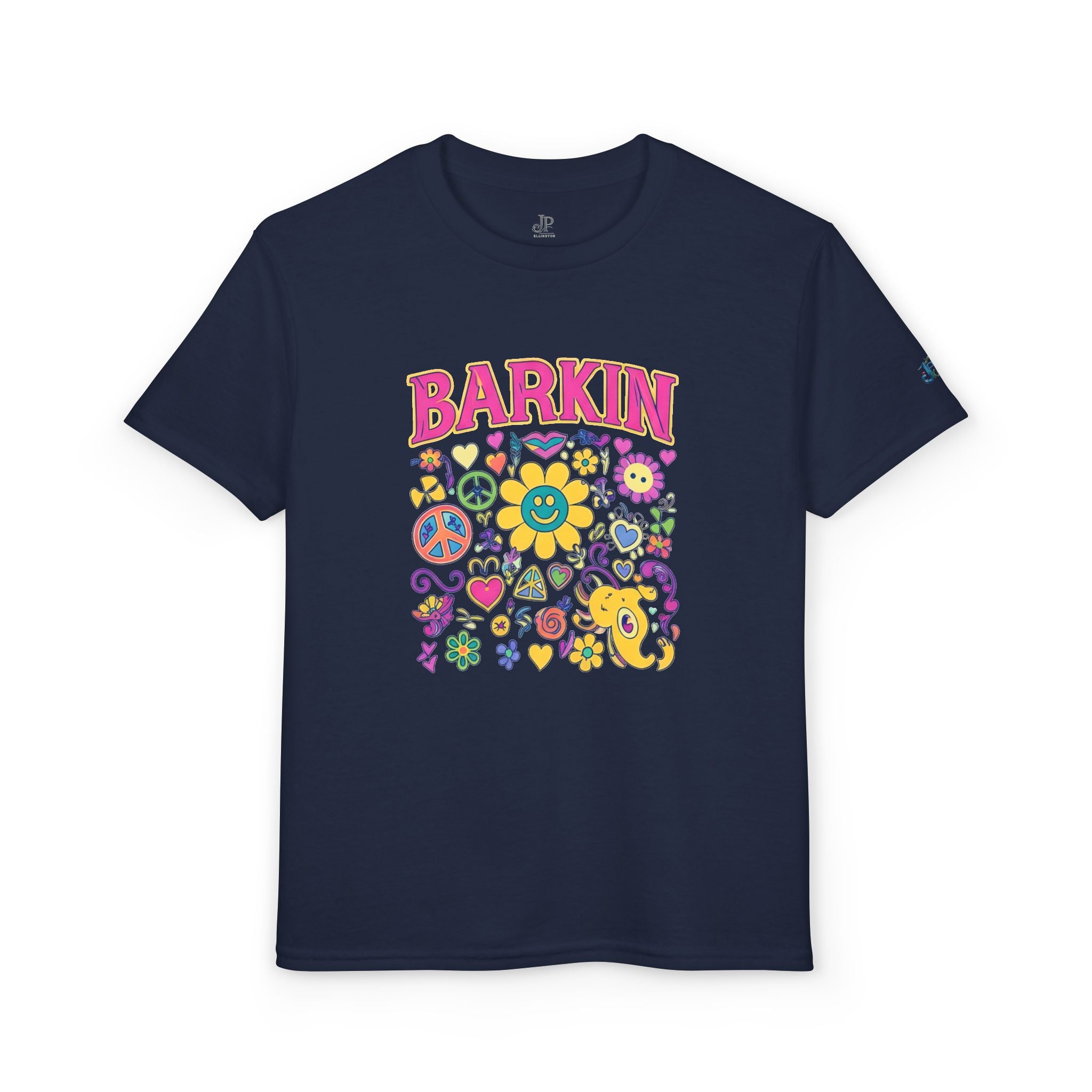 Barkin Flower Smiley Collage T-Shirt | Grafisches T-Shirt für Kinder, JPE Kids Edition