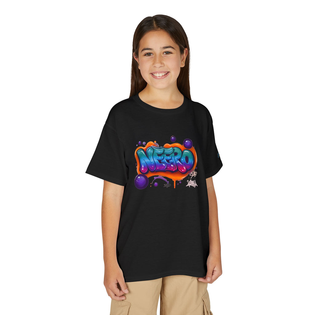 Colorful Graffiti Name Print Youth T-Shirt | Bubble Letter Art, JPE Kids Edition