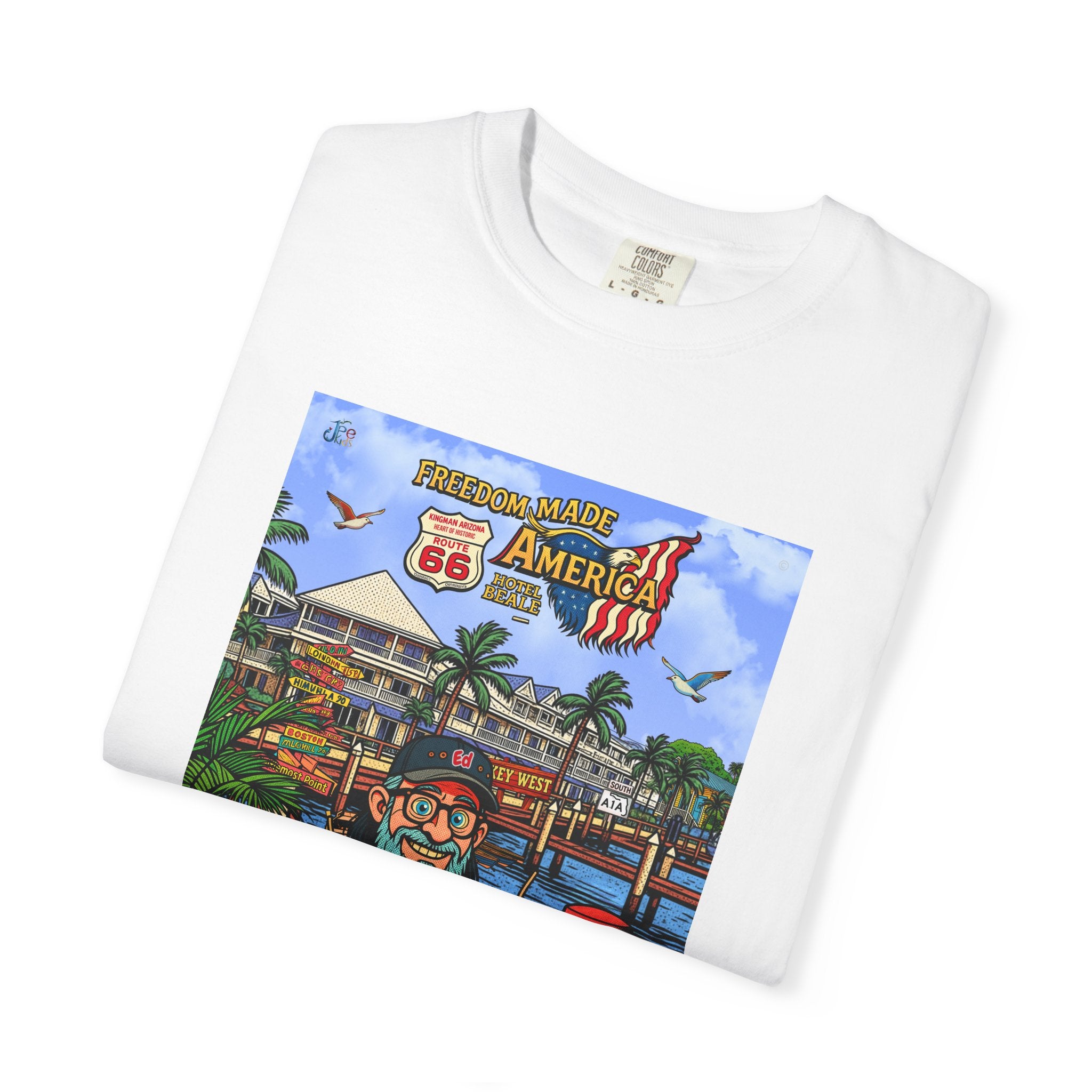 Route 66 Key West T-Shirt | Retro Roadtrip Art, Freedom made America Shirt