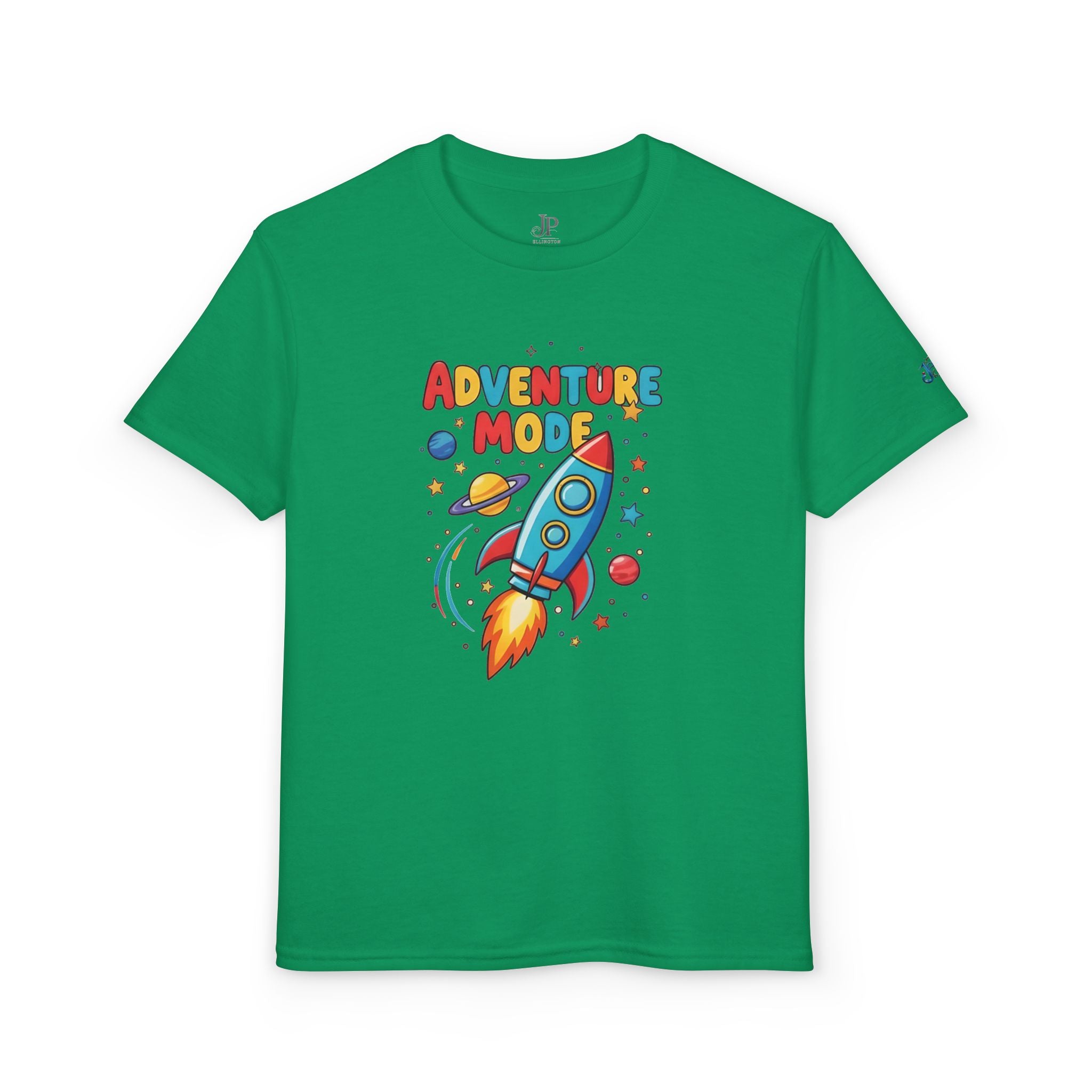 Adventure Mode Raketen-Jugend-T-Shirt | Kinder-Weltraum-Cartoon-T-Shirt, JPE Kids Edition