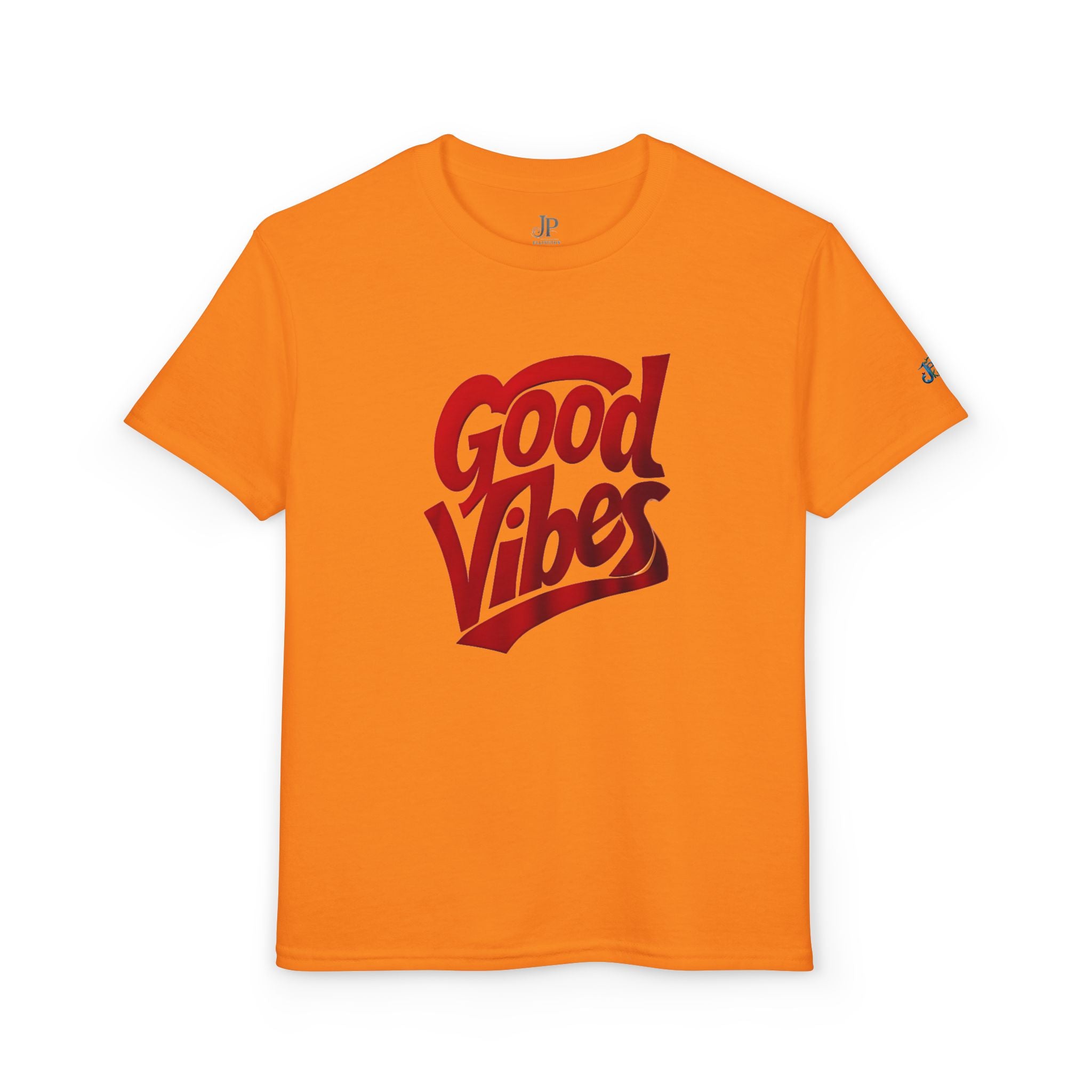 Good Vibes Grafik-Jugend-T-Shirt | rotes Skript-Logo, JPE Kids Edition