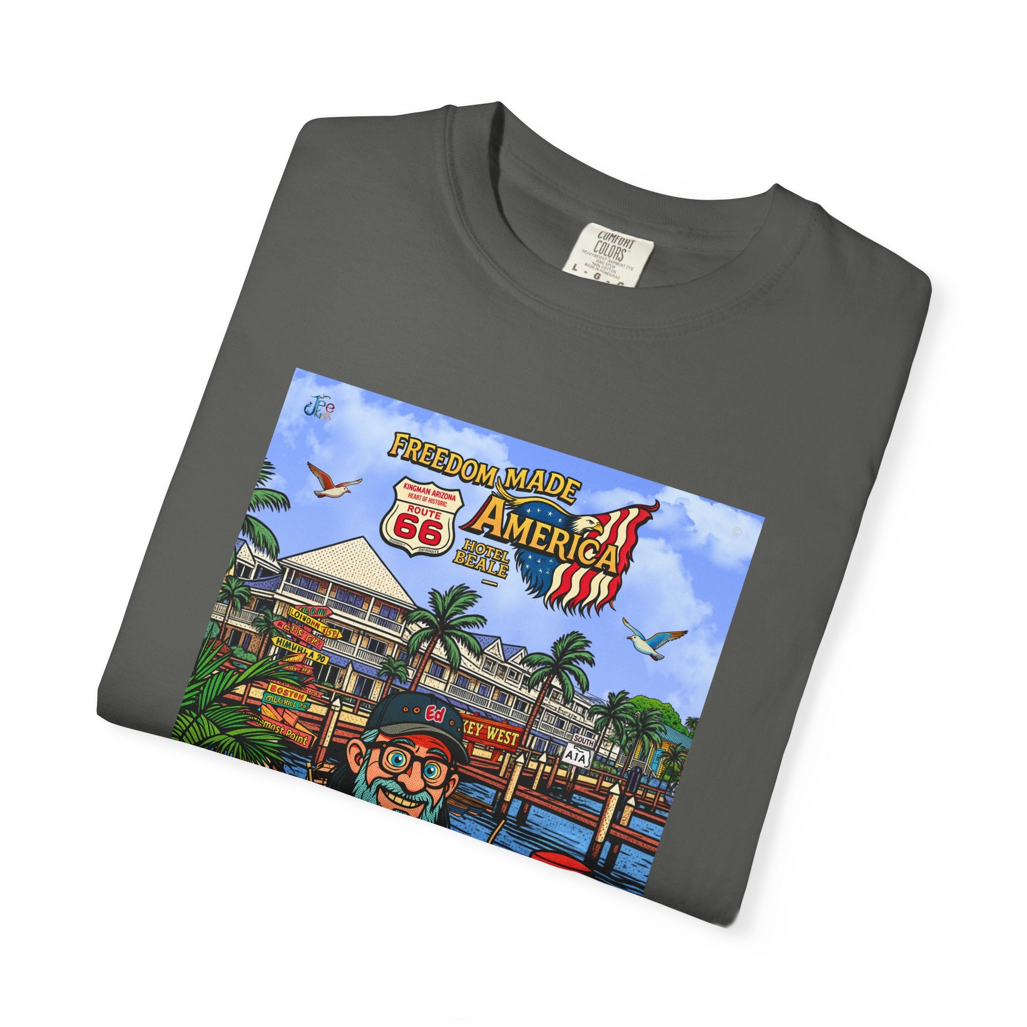 Route 66 Key West T-Shirt | Retro Roadtrip Art, Freedom made America Shirt