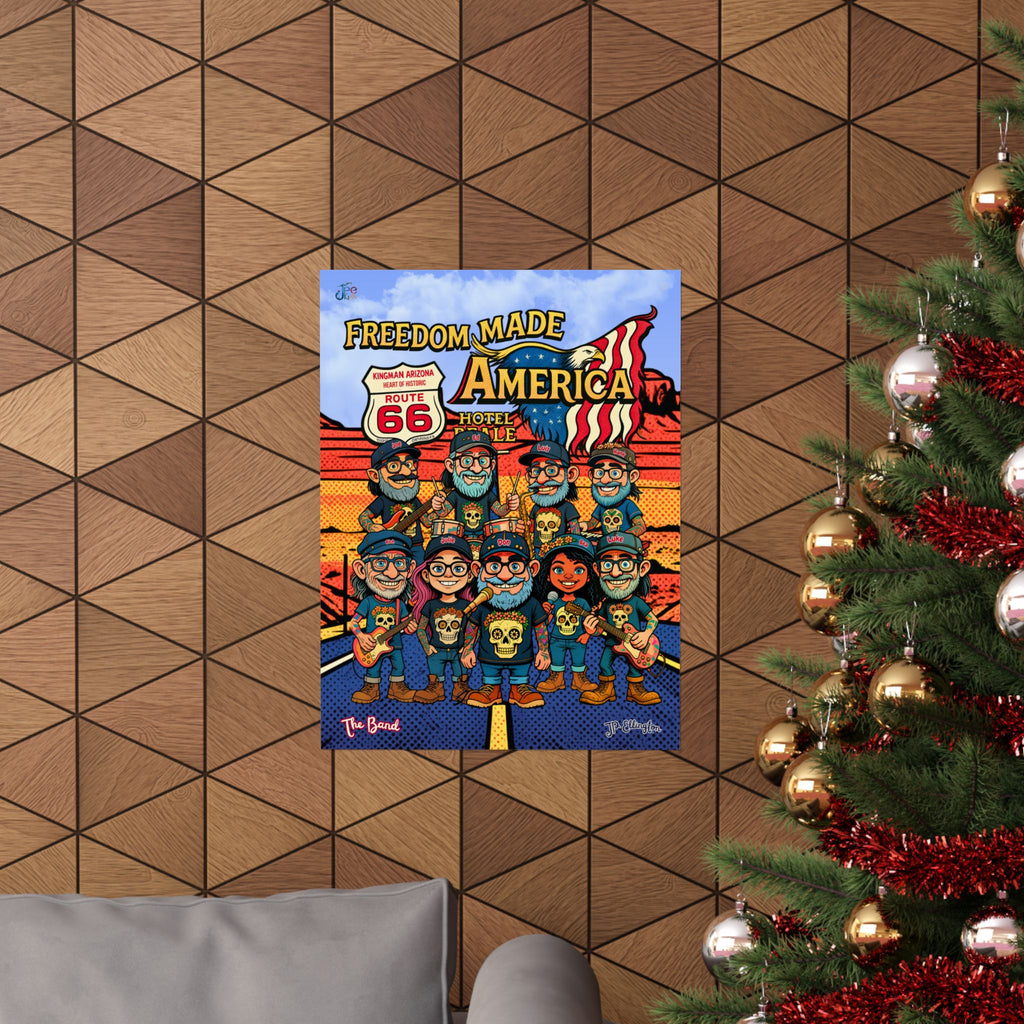 Freedom Made America Route 66 Band Poster | Matte Vertical Poster, Utah Poster