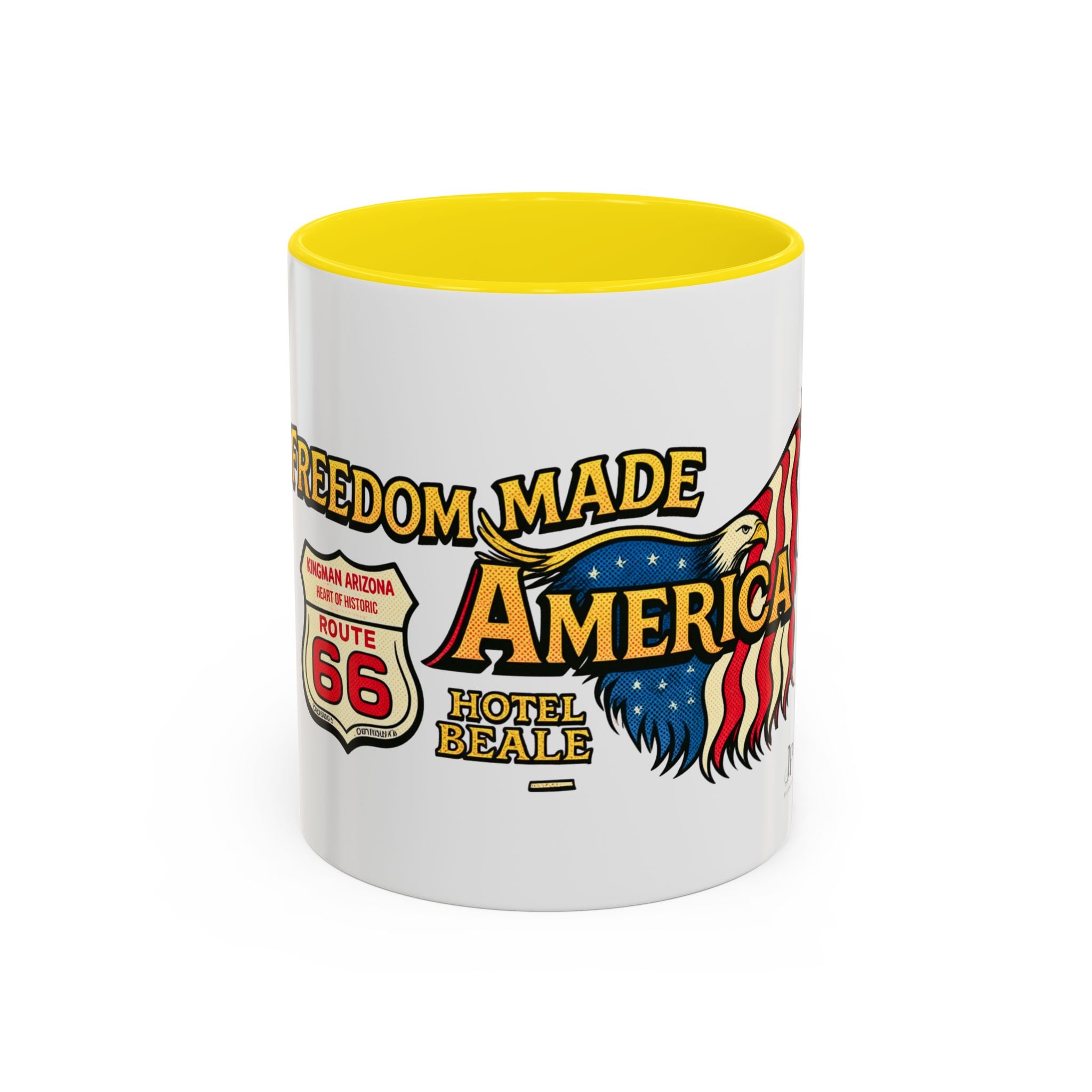 Tasse mit Amerika-Adler „Freedom Made America“ | Route 66 Americana Kaffeetasse