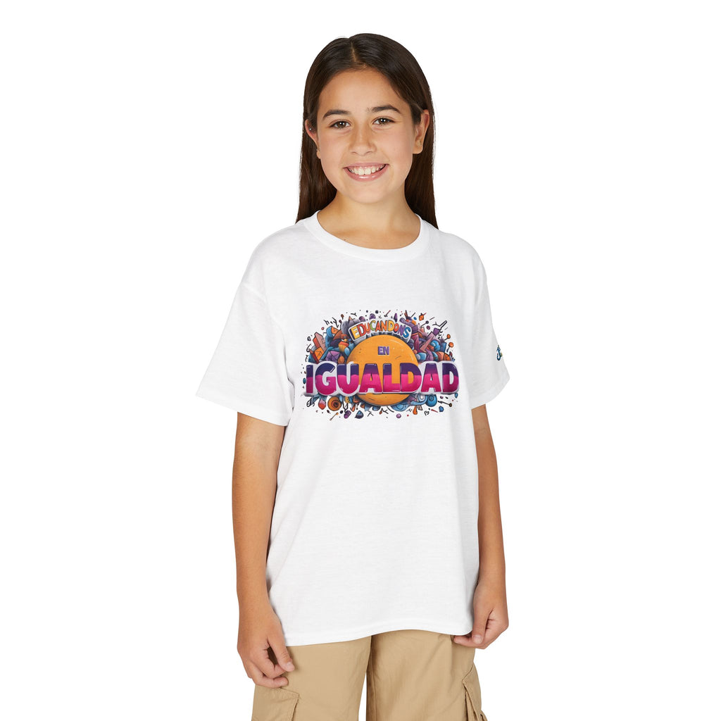 Igualdad Graphic Youth T-Shirt | Equality Spanish Text, Colorful Crowd Design, JPE Kids Edition