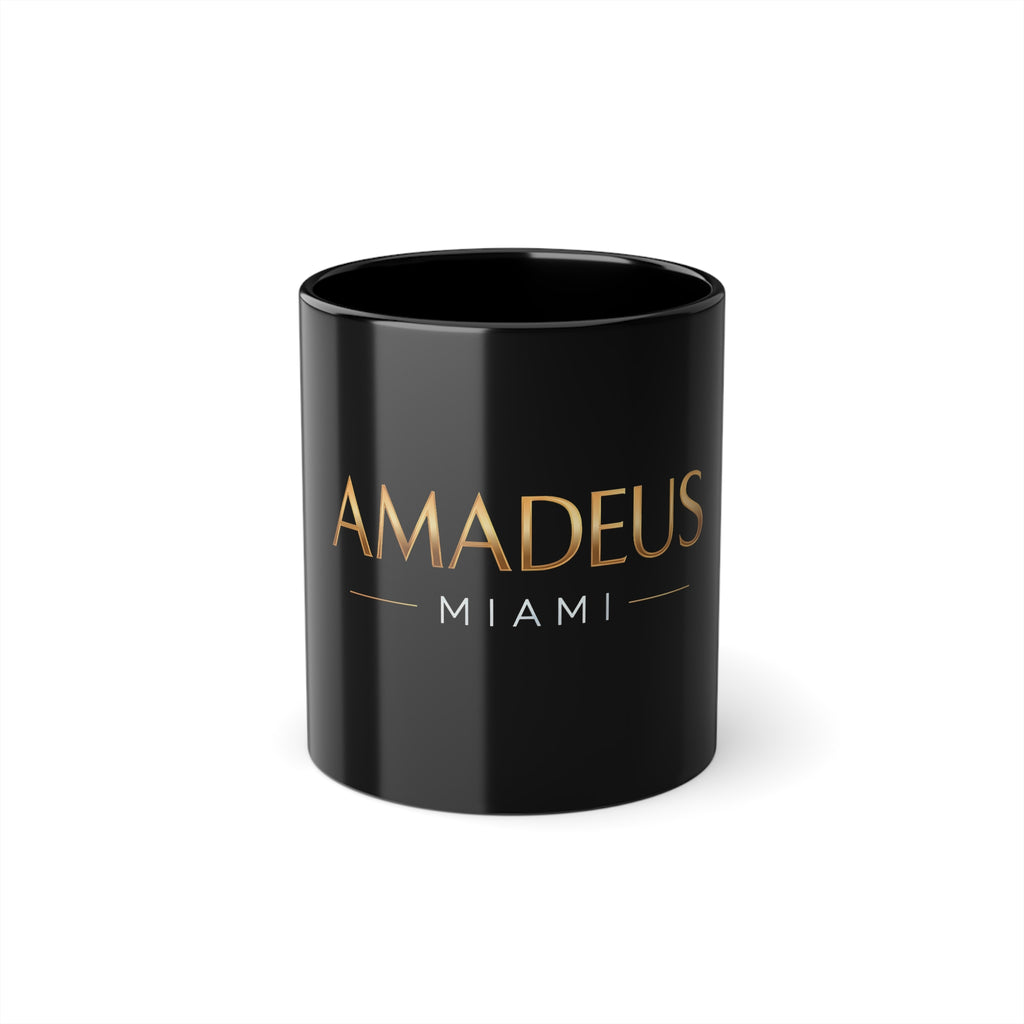 Amadeus Miami Black Coffee Mug — 11oz Glossy Ceramic