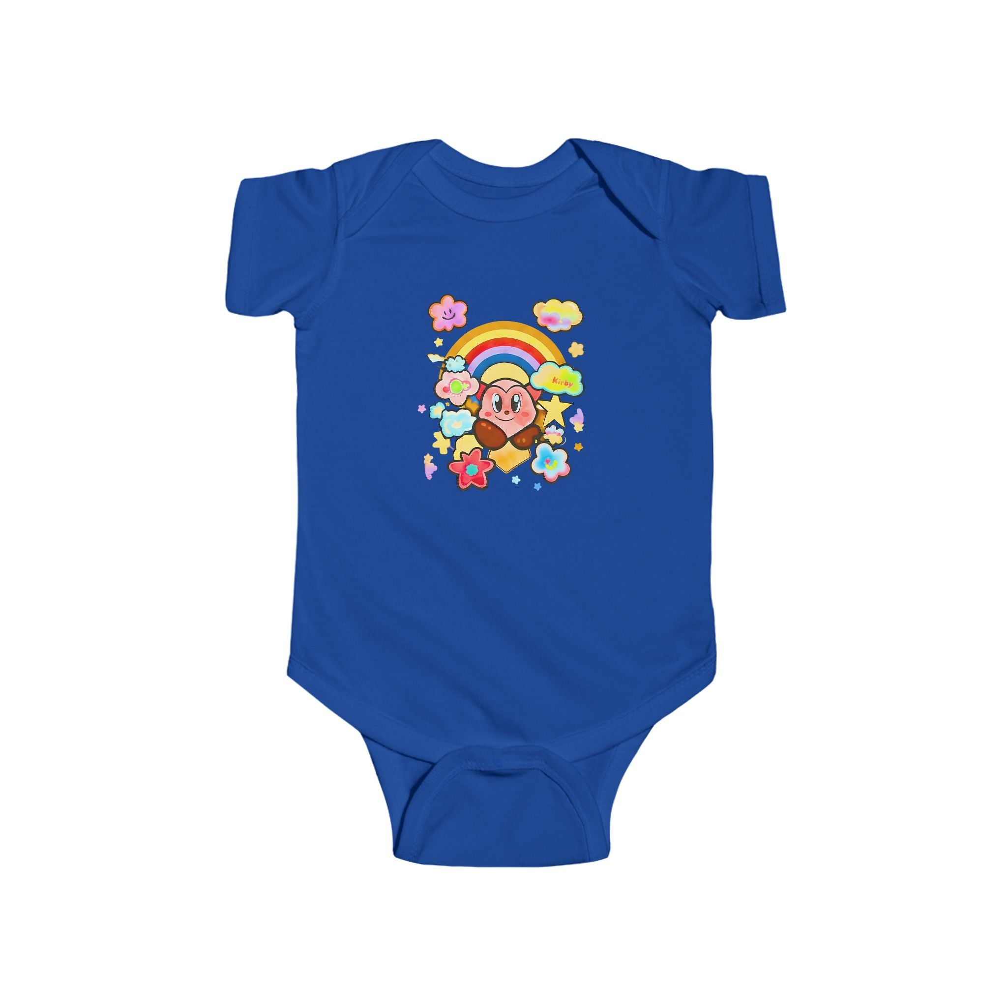 Niedlicher Bär mit Regenbogen-Body | Baby-Strampler mit Blumenwolken, JPE Kinder-Edition