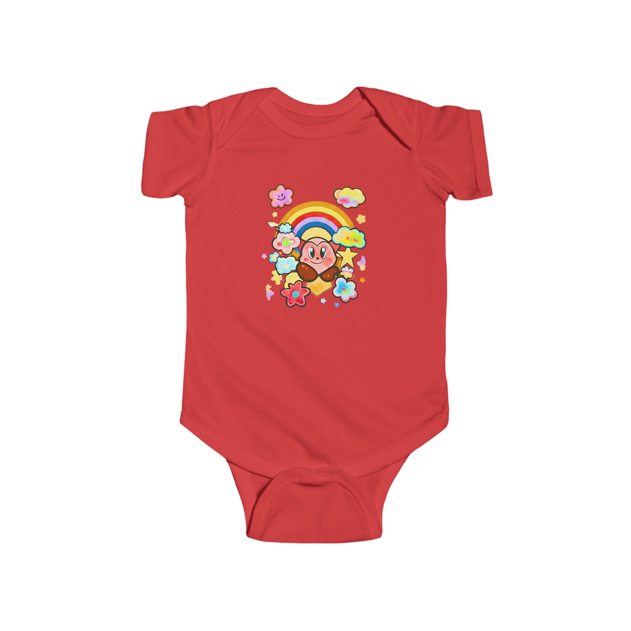 Niedlicher Bär mit Regenbogen-Body | Baby-Strampler mit Blumenwolken, JPE Kinder-Edition