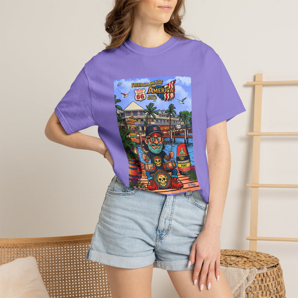 Route 66 Key West T-Shirt | Retro Roadtrip Art, Freedom made America Shirt