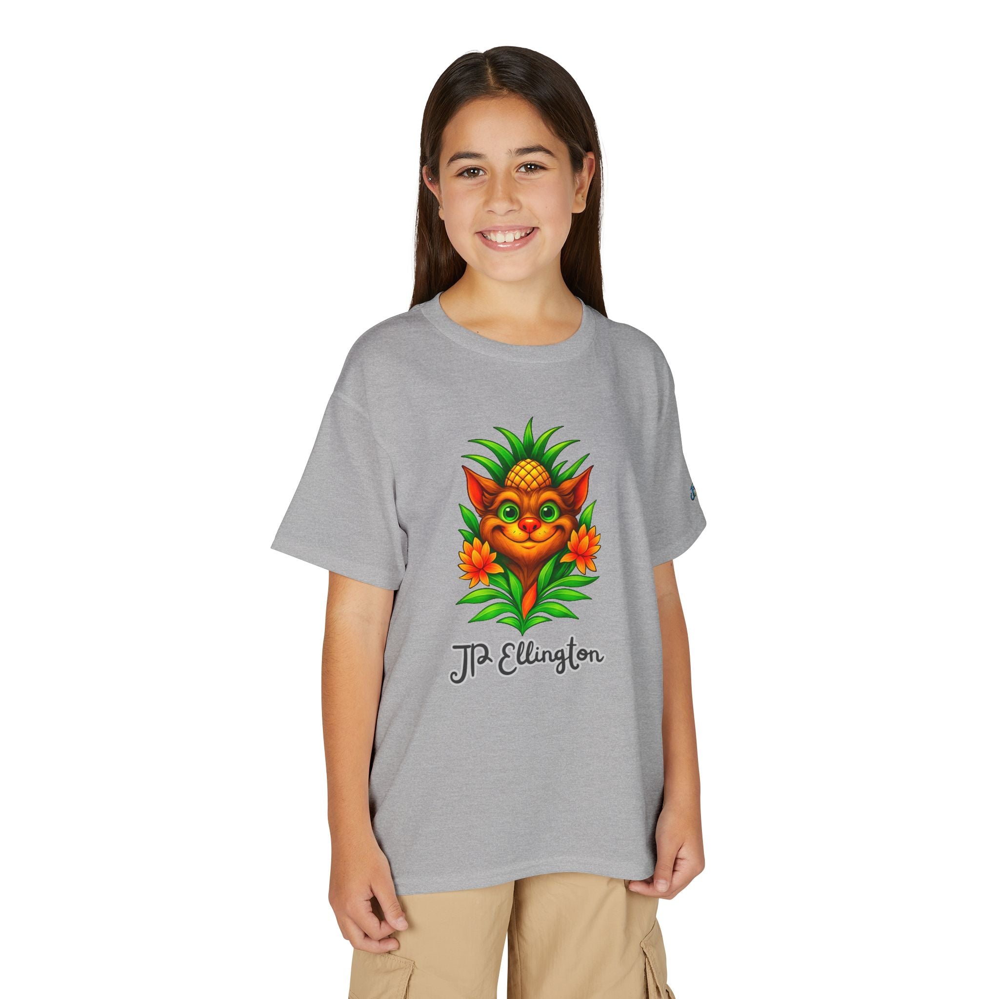 Pineapple Creature Illustration T-Shirt | Colorful Tropical Kids Tee, JPE Kids Edition