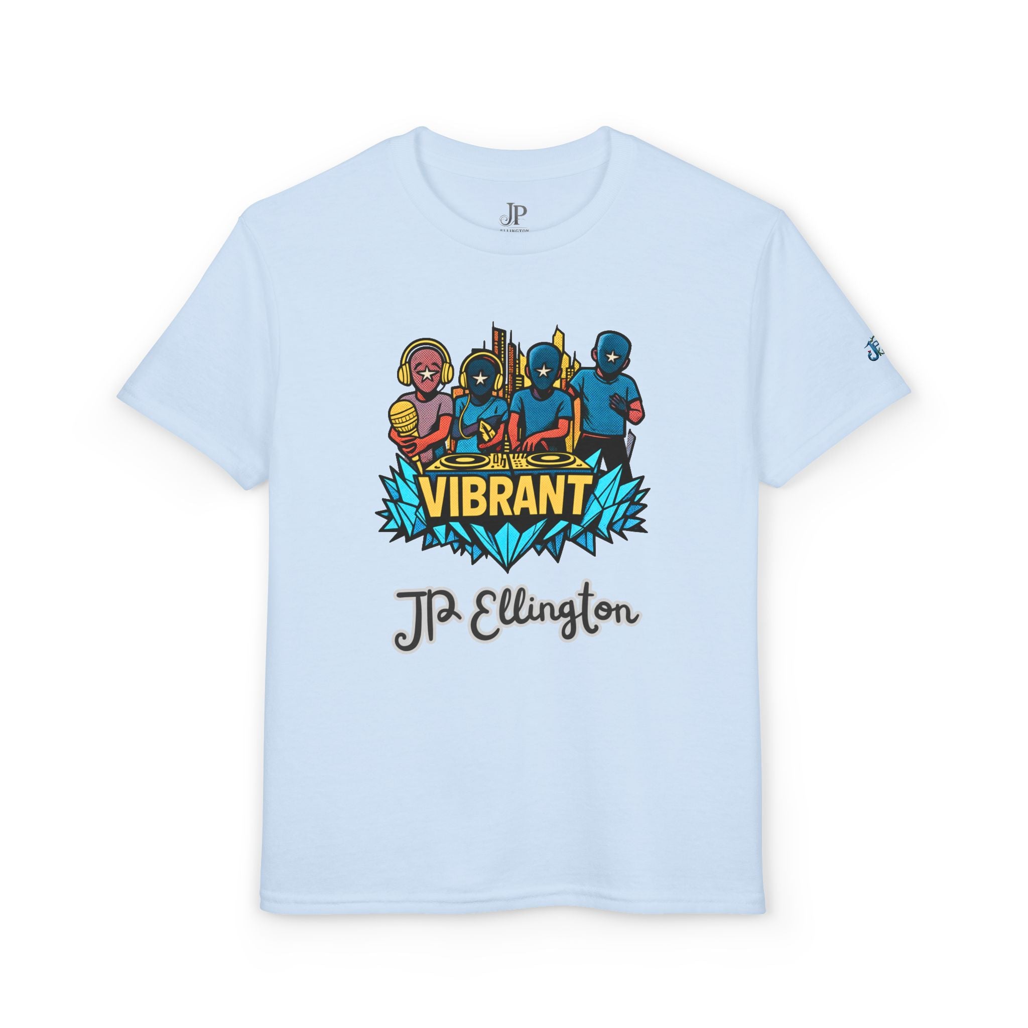 Vibrantes Superhelden-Crew Jugend-T-Shirt | Bunte Charaktere, JP Ellington Kinder Edition