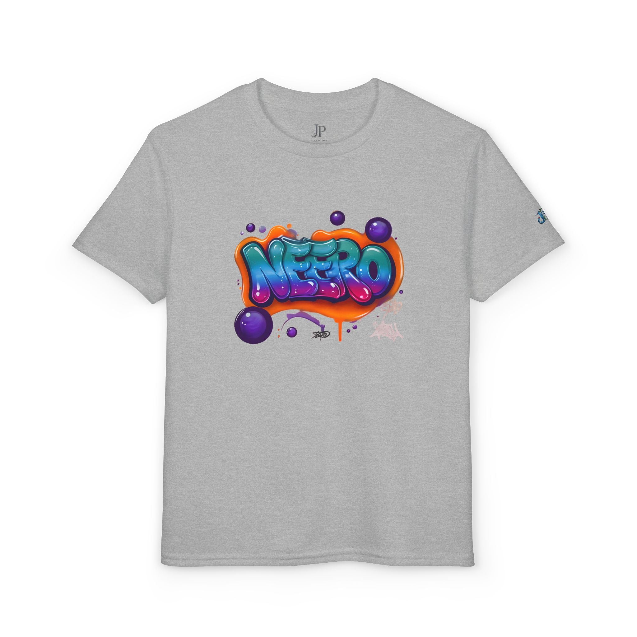 Buntes Graffiti-Namen-Druck Jugend T-Shirt | Bubble Letter Art, JPE Kids Edition