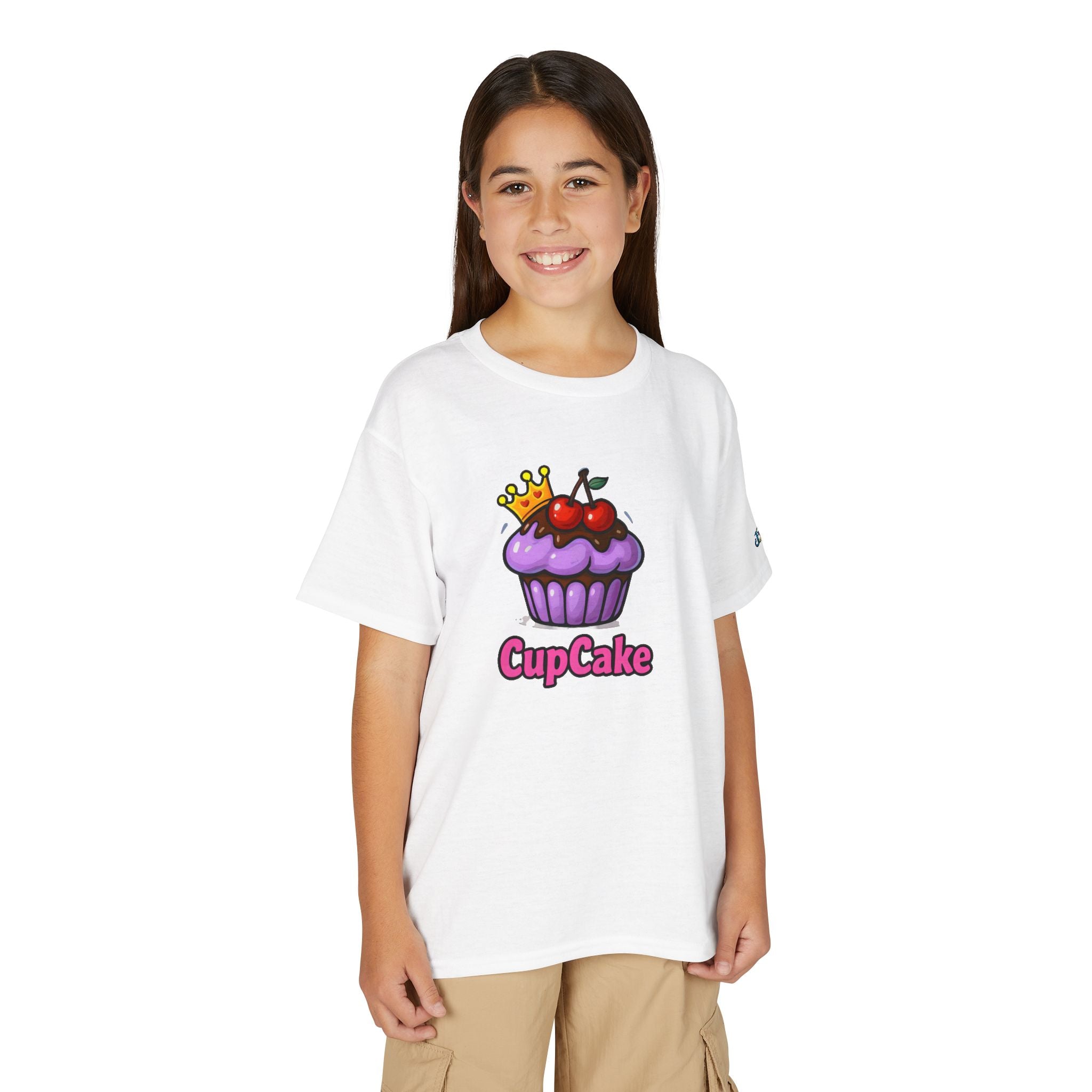 Crowned Cherry Cupcake Youth T-Shirt | Cute Dessert Graphic, JPEm Kids Edition