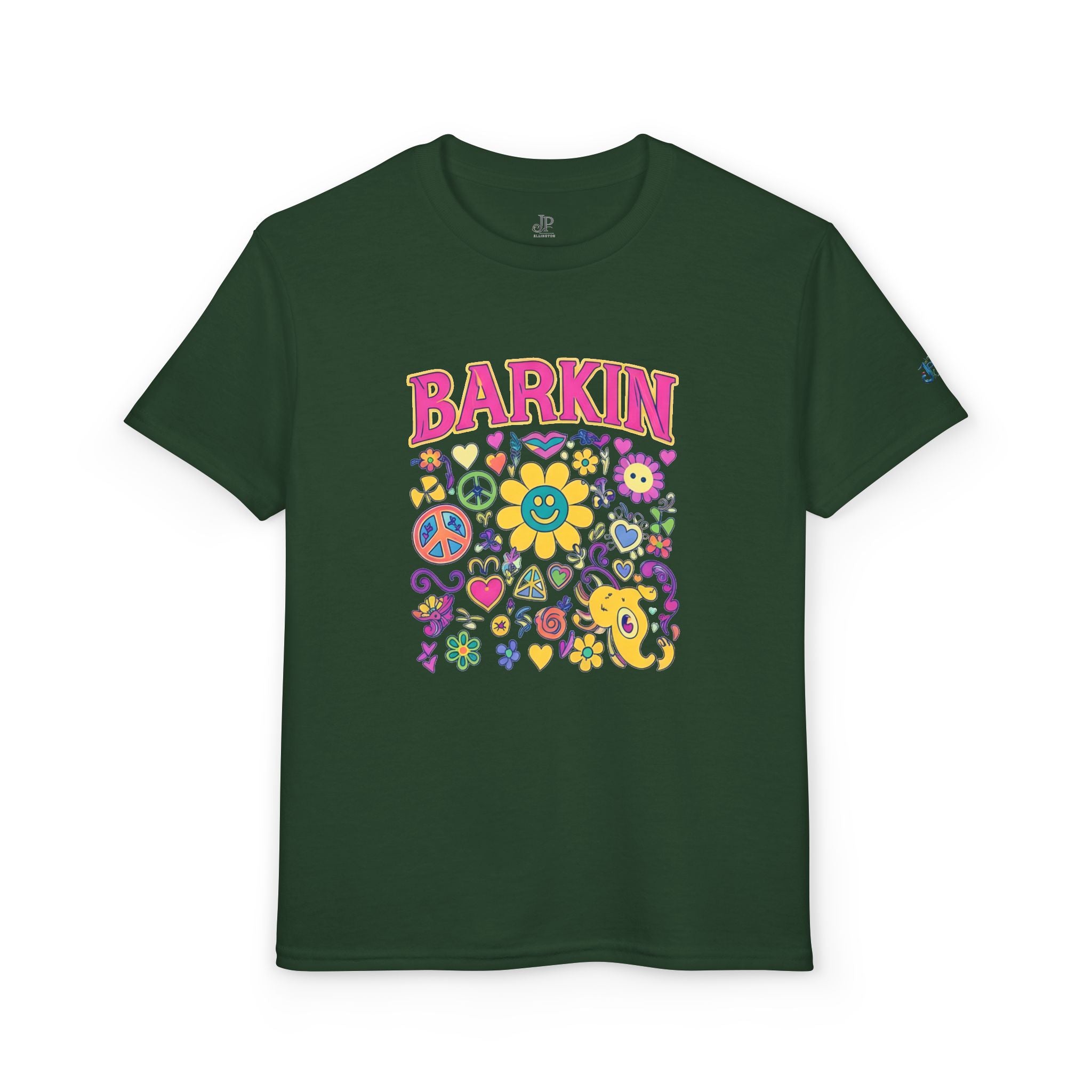 Barkin Flower Smiley Collage T-Shirt | Grafisches T-Shirt für Kinder, JPE Kids Edition