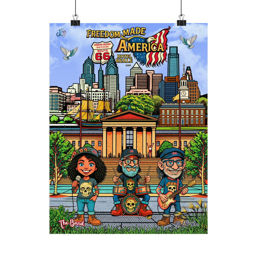 Freedom Made America Poster | Matte Vertical Philadelphia Illustration