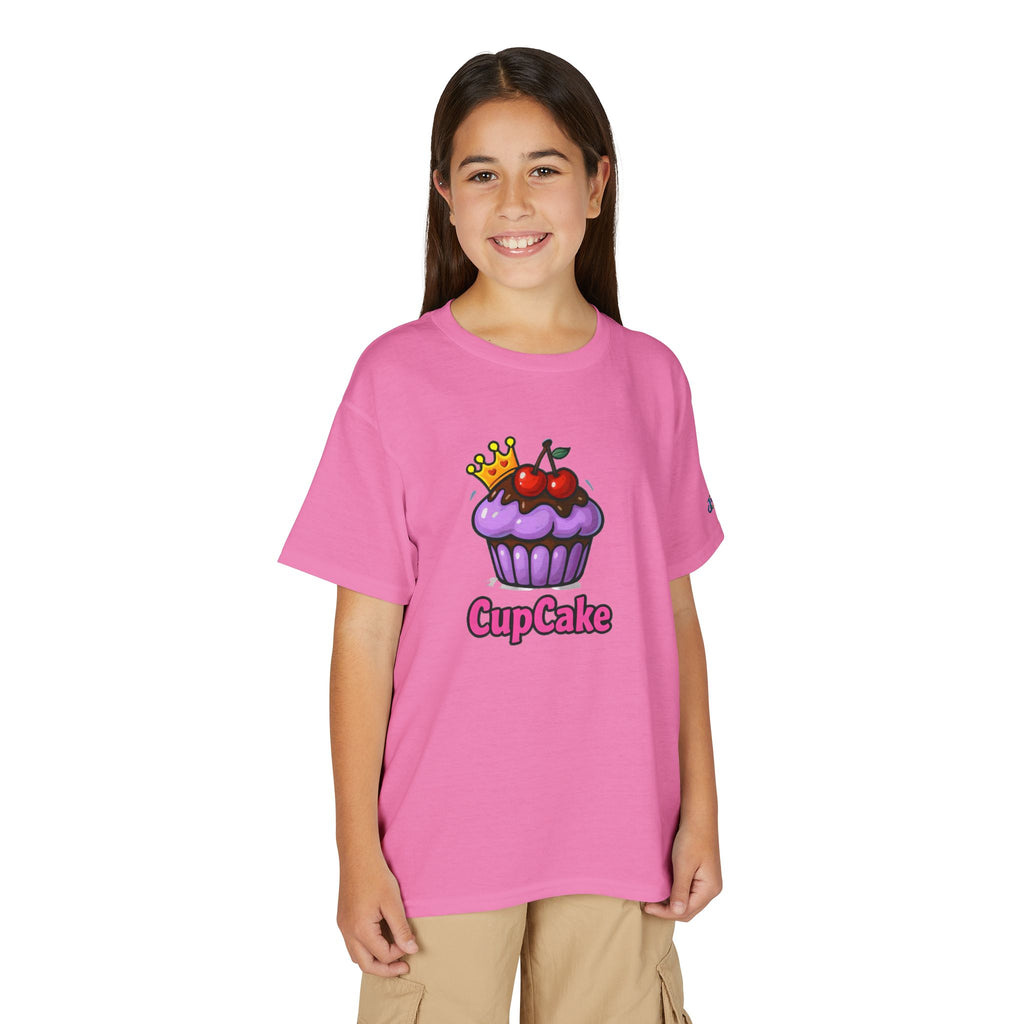 Crowned Cherry Cupcake Youth T-Shirt | Cute Dessert Graphic, JPEm Kids Edition