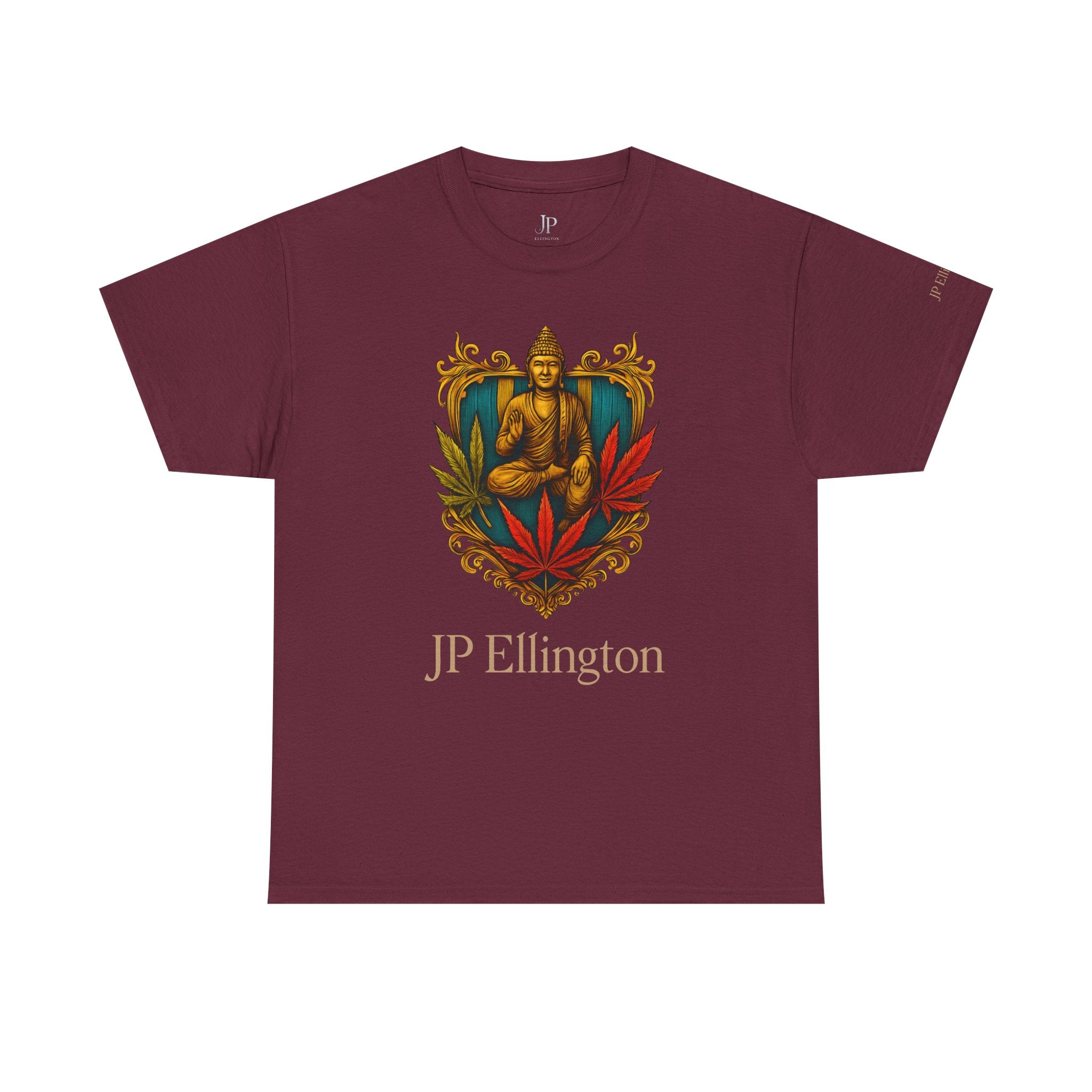 Buddha-Wappen mit Cannabisblättern T-Shirt | JP Ellington Edition