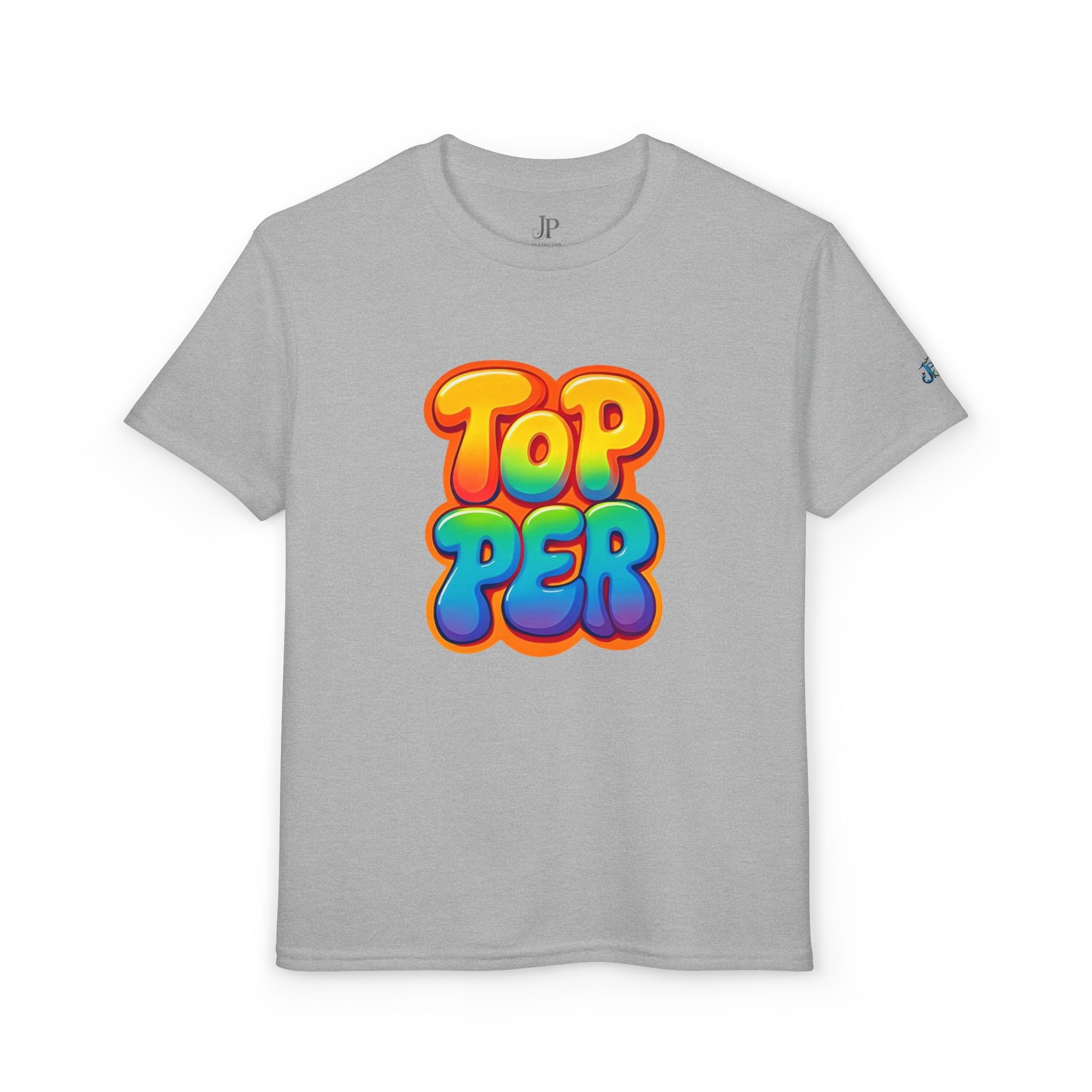 Topper Bubble Letters T-Shirt | Buntes Grafik-T-Shirt für Kinder, JPE Kids Edition