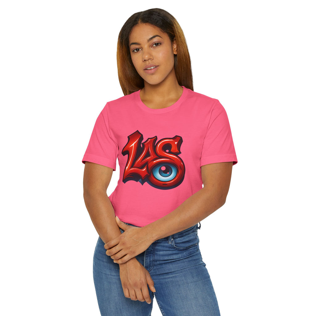 LAS Eyeball Graffiti T-Shirt | Street Art Logo, Red & Blue Graphic, JPE Ellington Edition