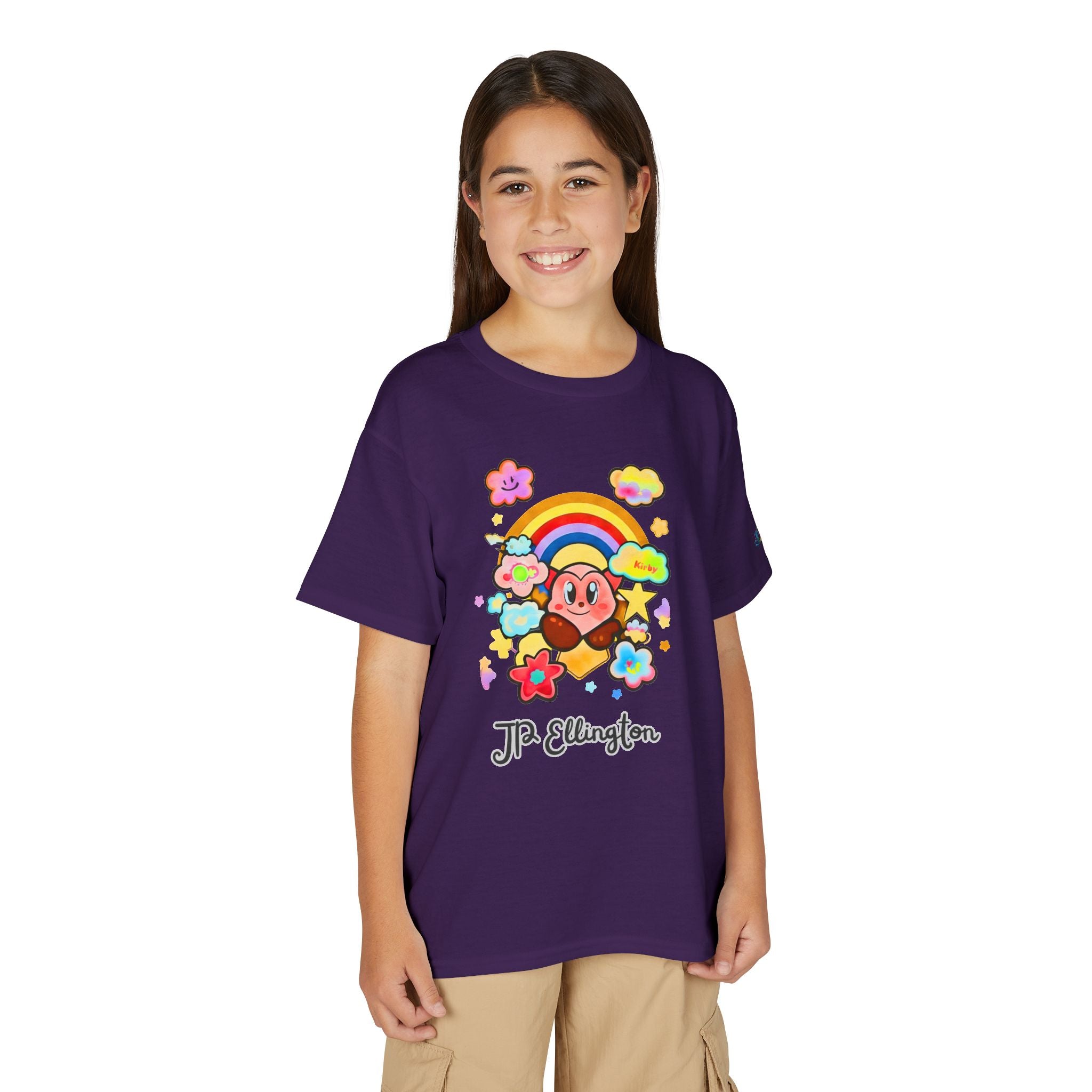 Cute Heart Character Rainbow Clouds T-Shirt | Kids JP Ellington