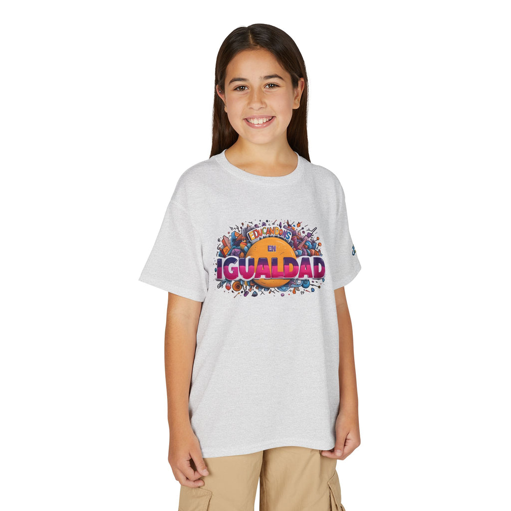 Igualdad Graphic Youth T-Shirt | Equality Spanish Text, Colorful Crowd Design, JPE Kids Edition