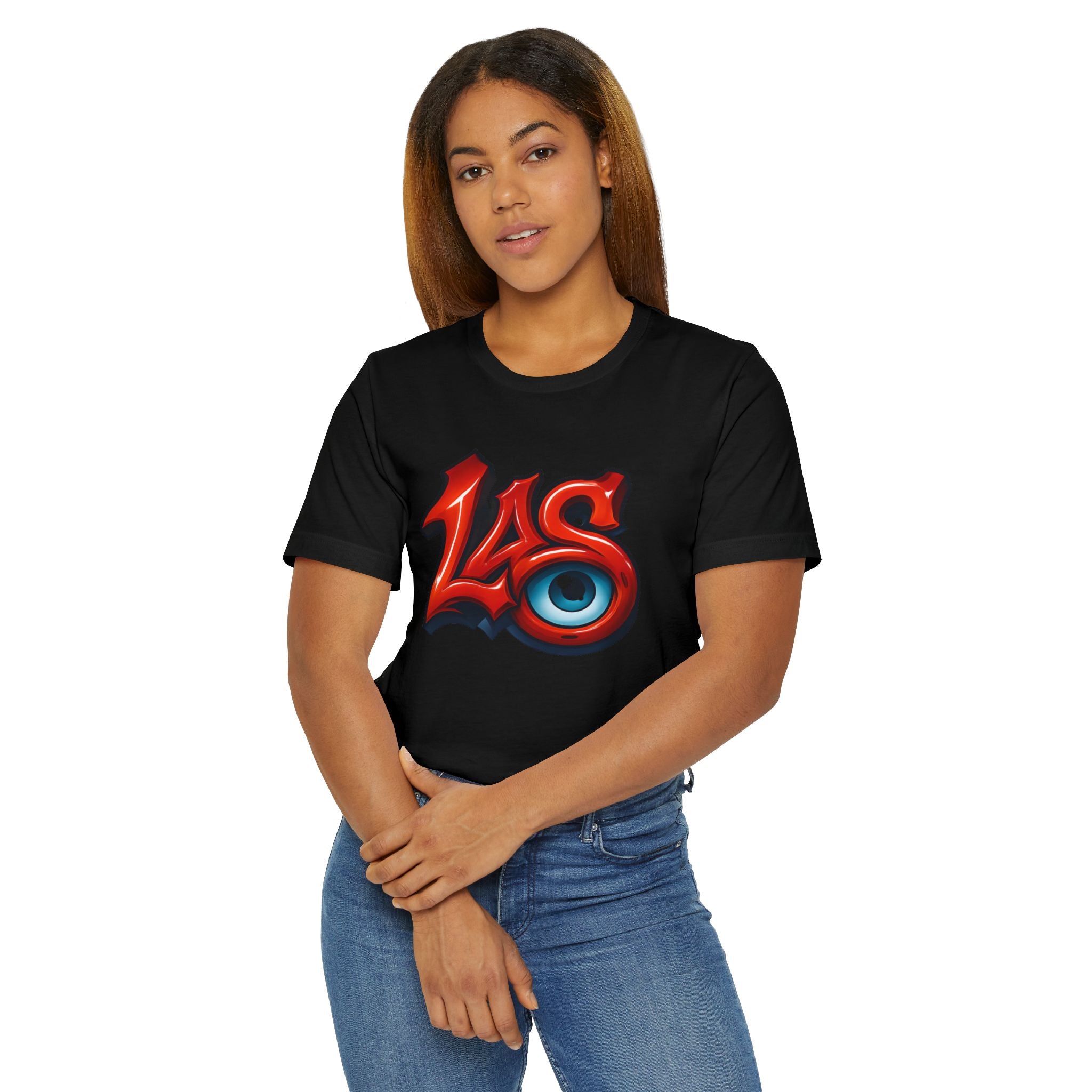 LAS Eyeball Graffiti T-Shirt | Street Art Logo, Red & Blue Graphic, JPE Ellington Edition