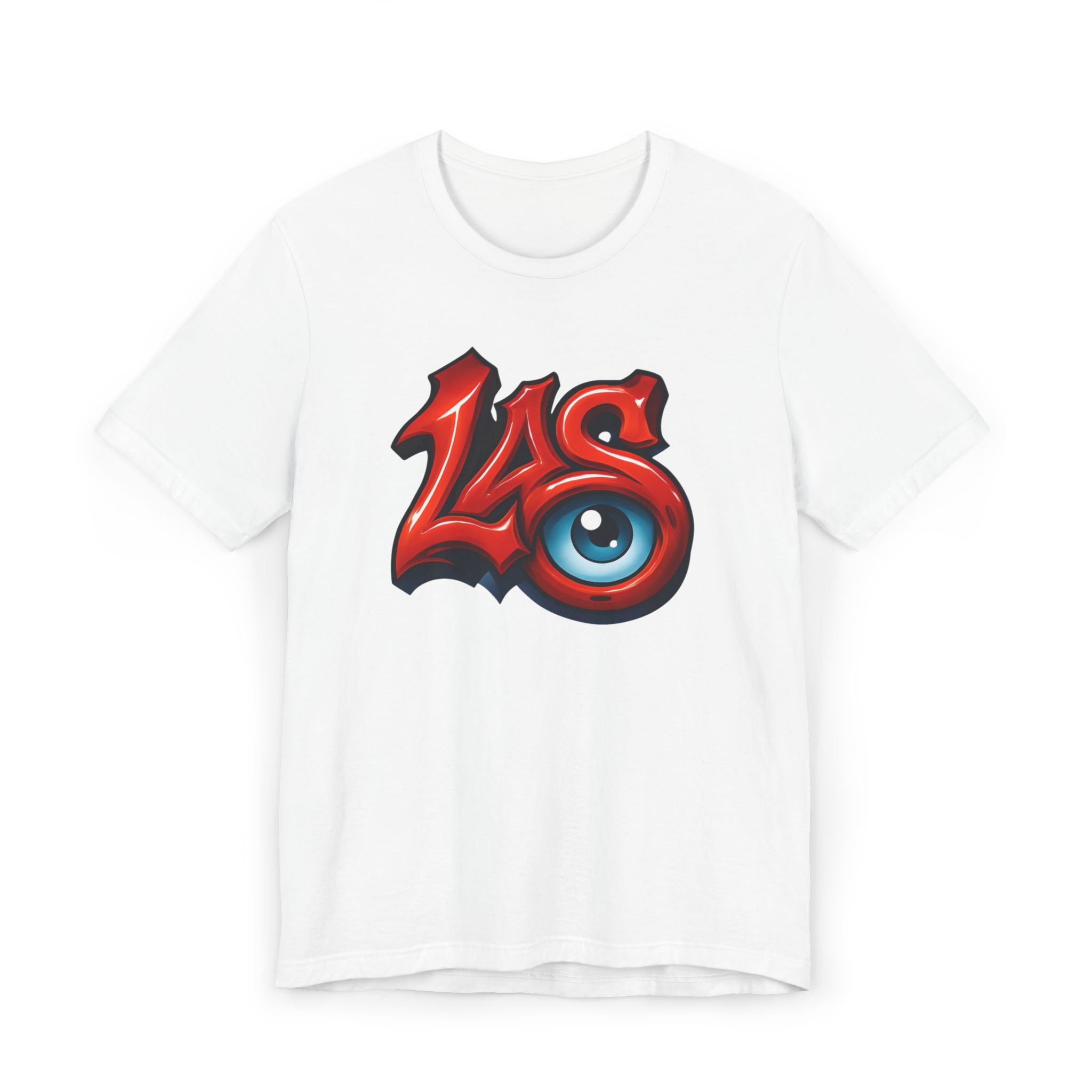 LAS Eyeball Graffiti T-Shirt | Street-Art-Logo, rot-blaue Grafik, JPE Ellington Edition