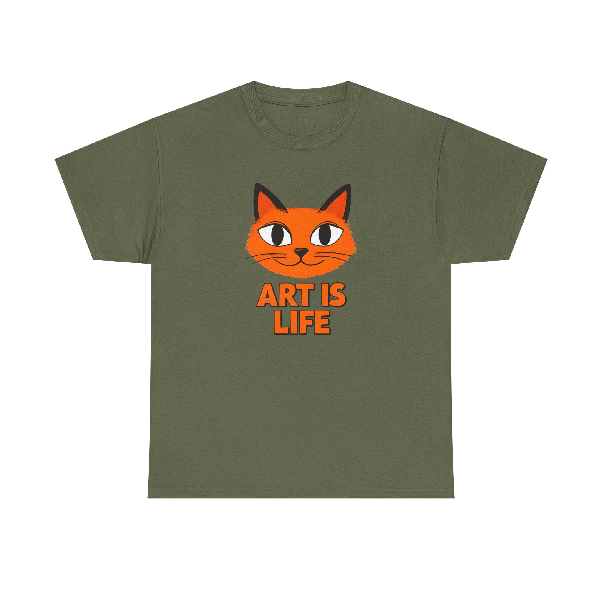 Orange Cat Illustration Art Is Life Tee | Cute Cat Face, Graphic Shirt
