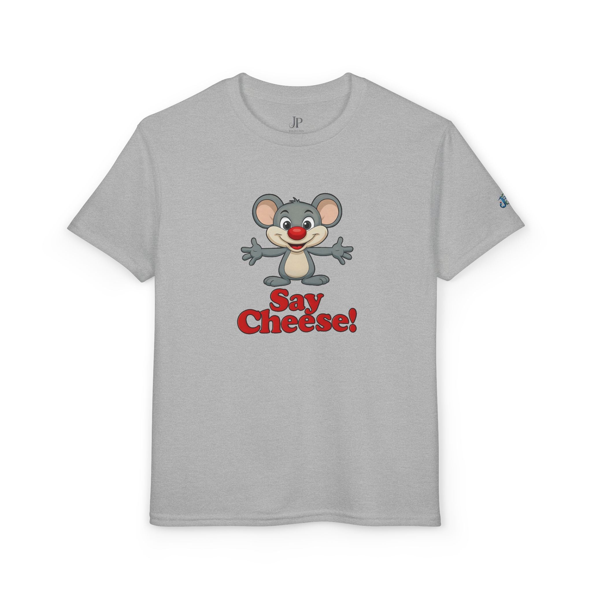 Süßes Cartoon-Maus „Say Cheese“ T-Shirt | Kinder Foto T-Shirt JPE Kids Edition