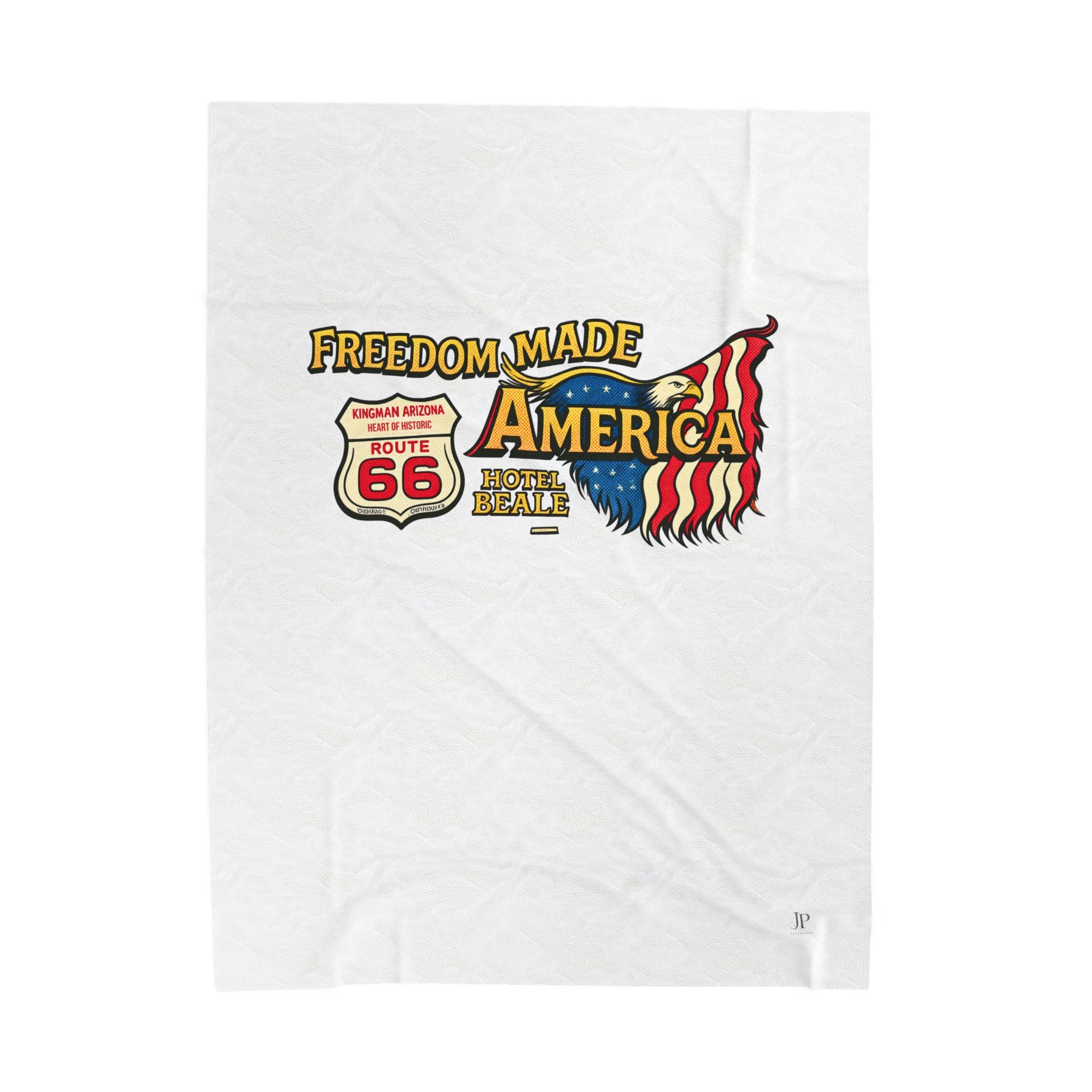 Freedom Made America Samtplüschdecke | Route 66 Flaggenadler-Design