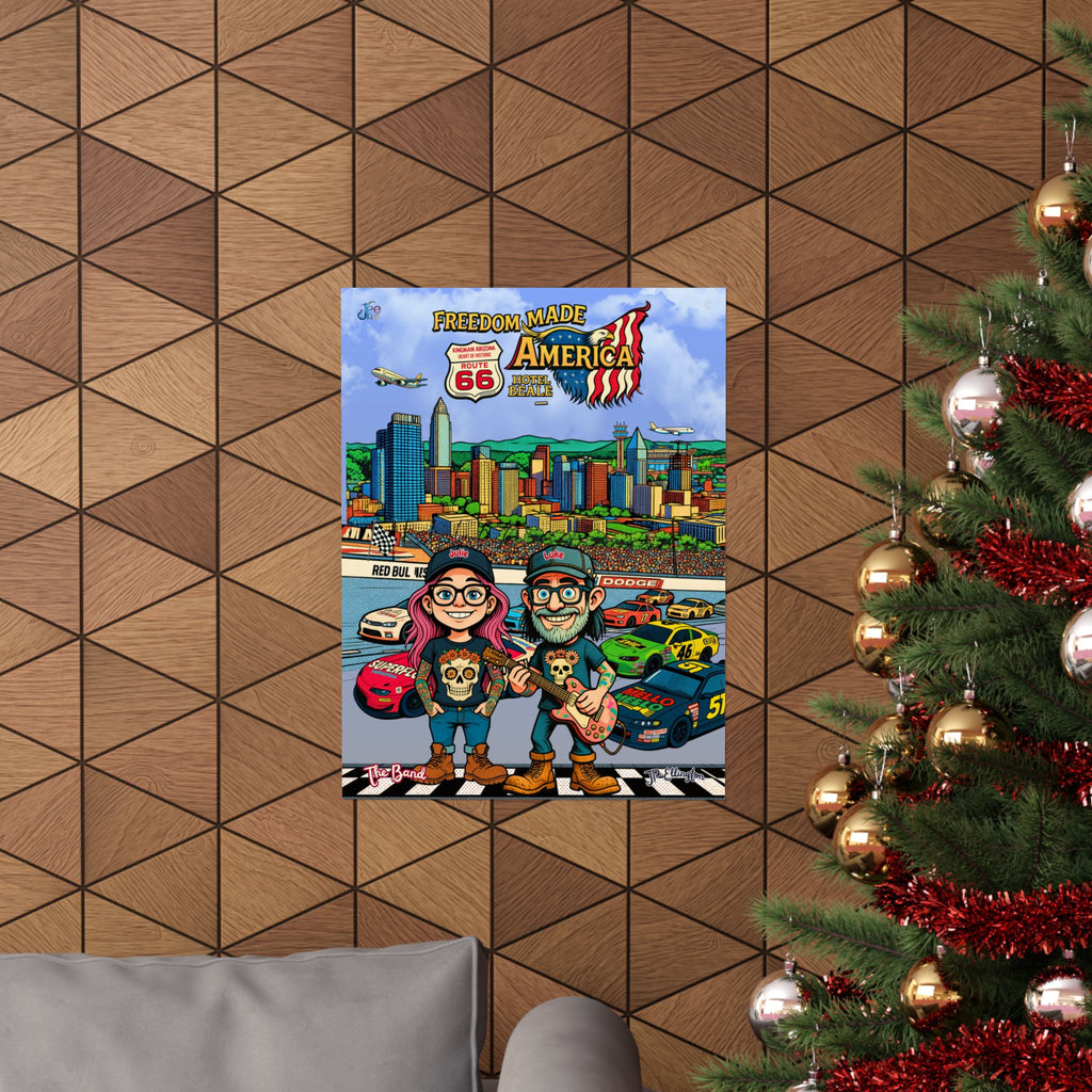Freedom Made America poster Matte Vertical Poster | Route 66, Nascar Poster