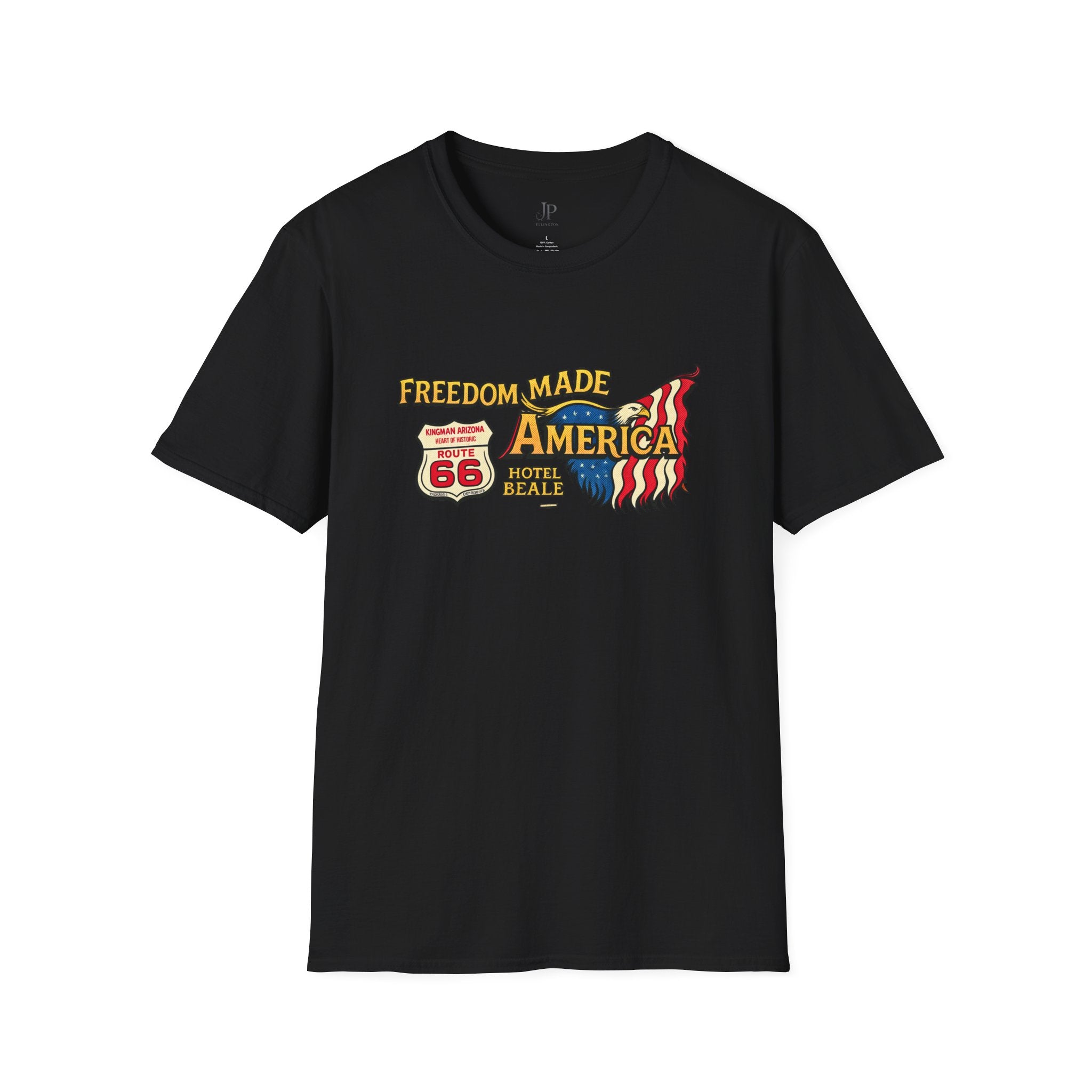 Freedom Made America T-Shirt | Route 66 Flag Graphic